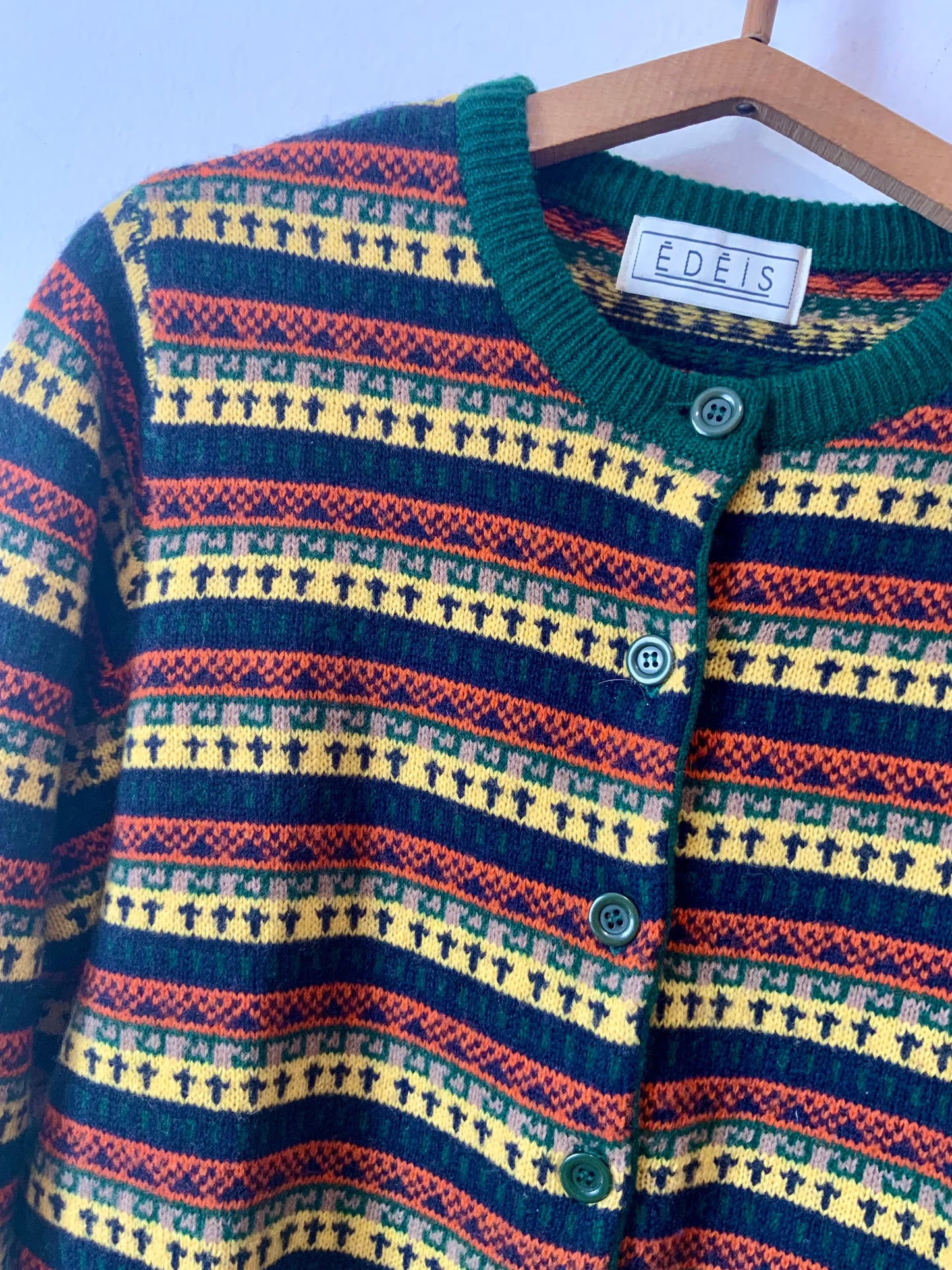 Gilet Jacquard Vintage 1980 Pure Laine- T40