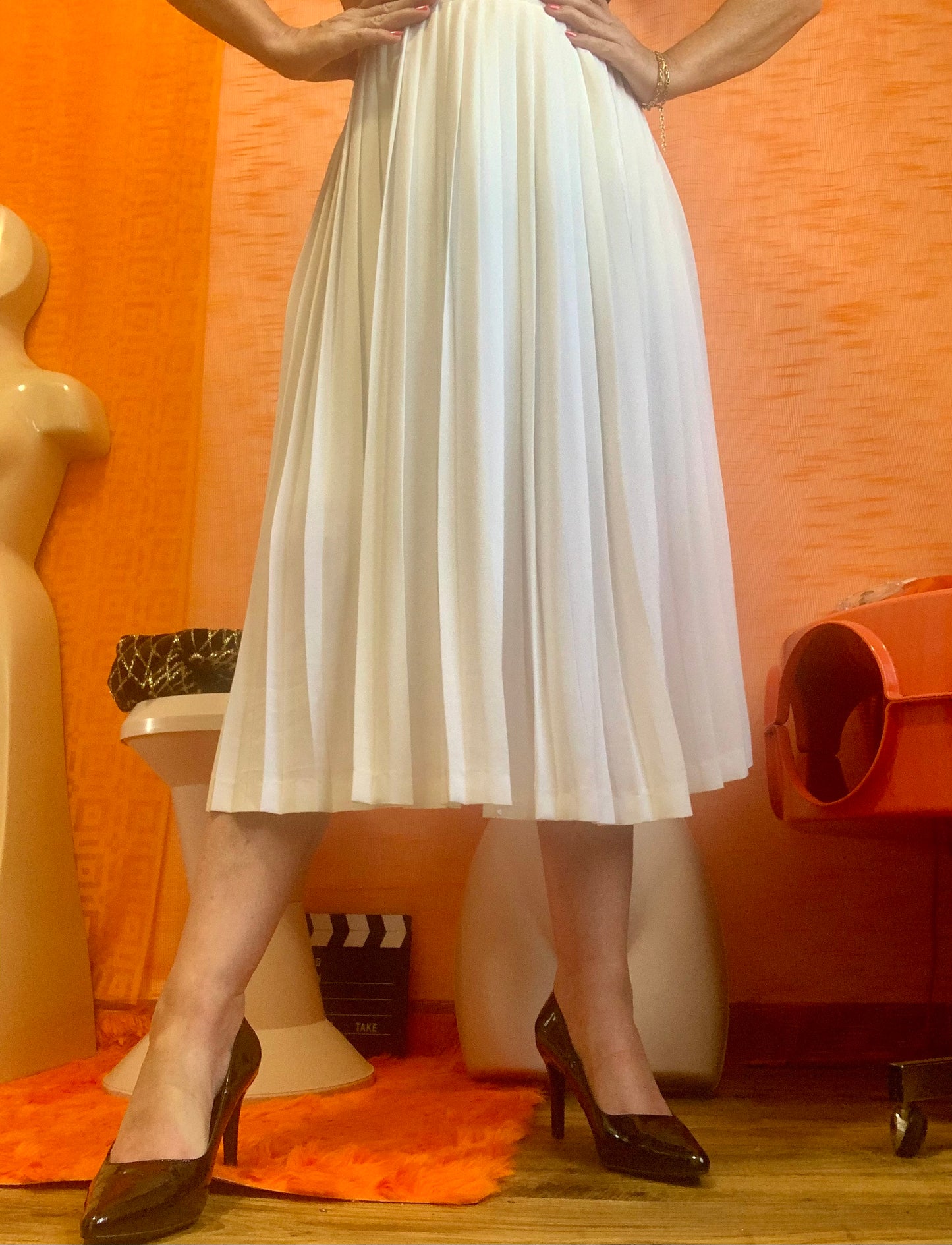 Jupe Longue plissée blanche Rodier Vintage 1980- La classe ! T34-