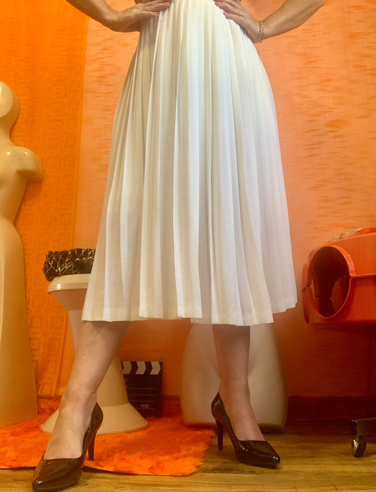Jupe Longue plissée blanche Rodier Vintage 1980- La classe ! T34-