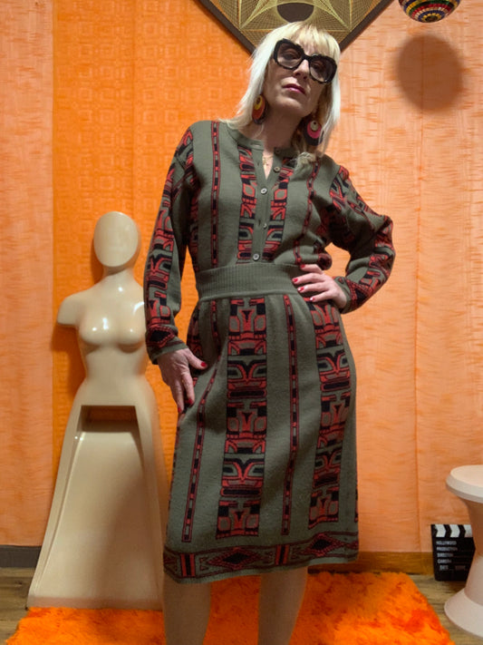 Ensemble Vintage Laine Rodier Motifs Élégance