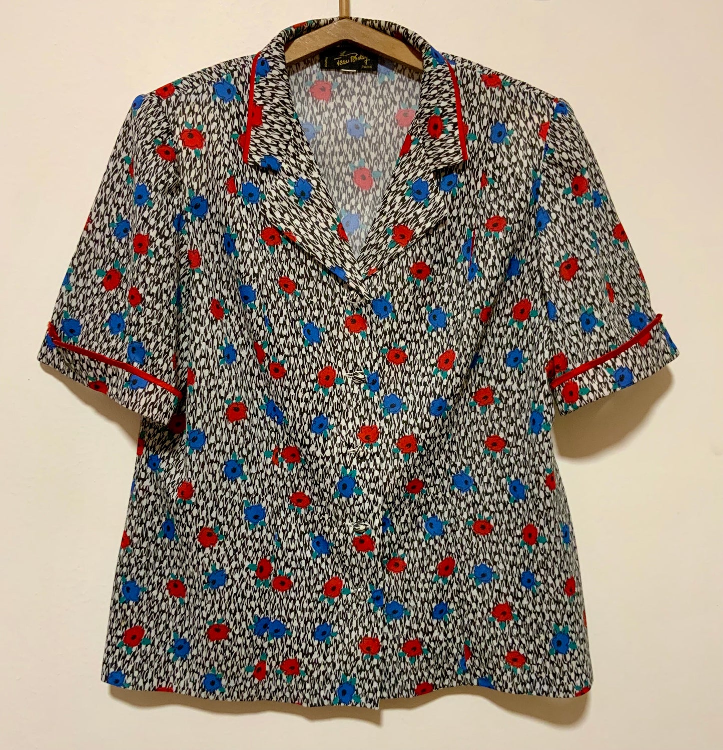 Chemisier À fleurs France Vintage a Épaulettes  - T42/44