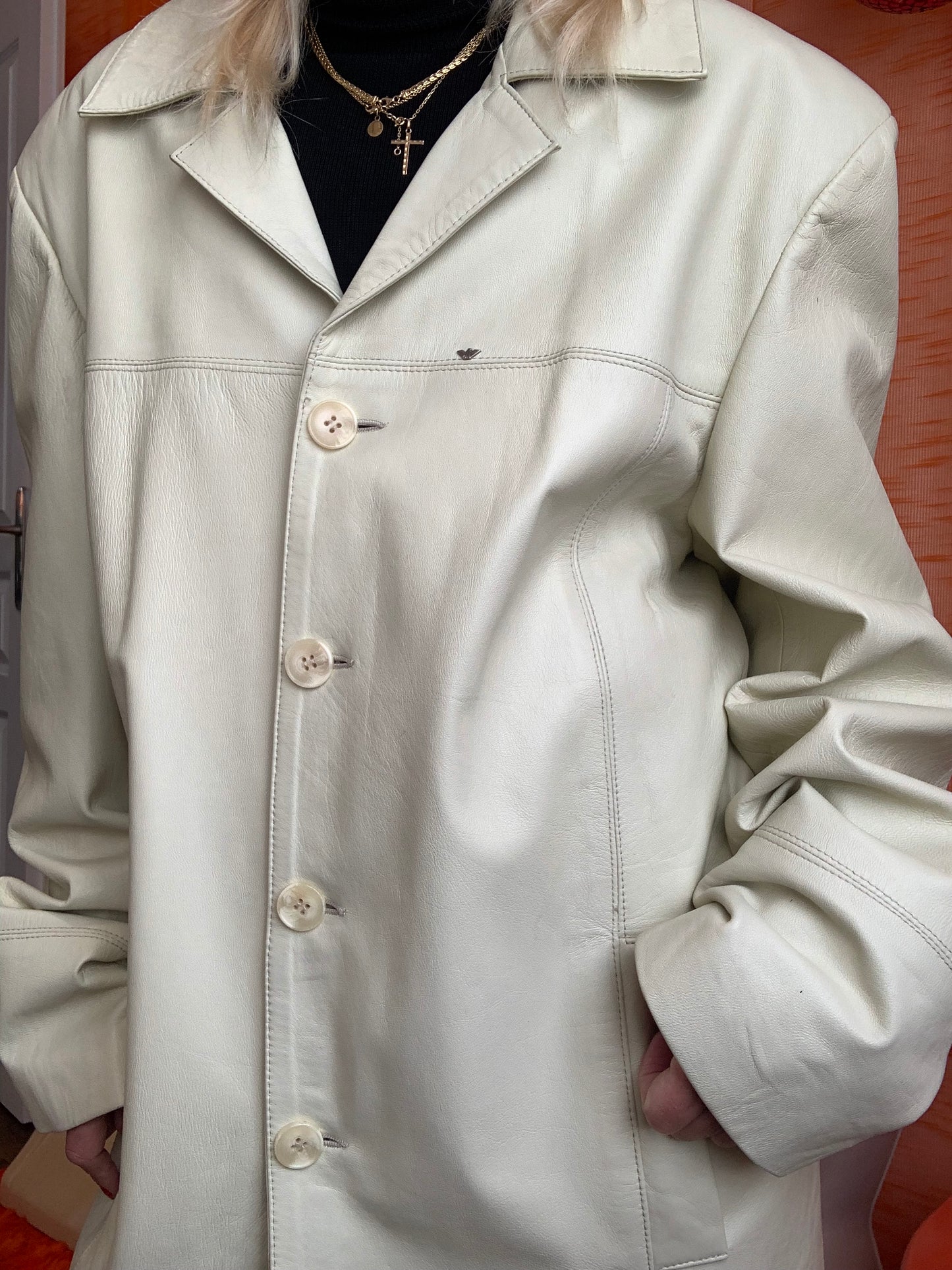Veste Cuir originale Giorgio Armani Vintage - T50
