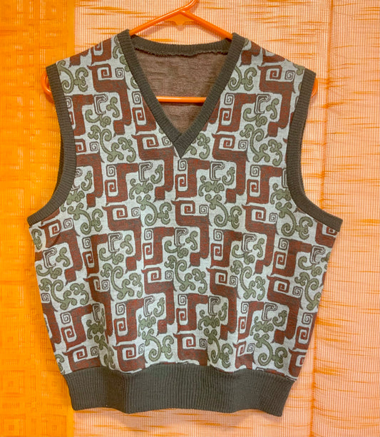 Pull a Motifs sans manche Vintage Seventies Authentique- TU