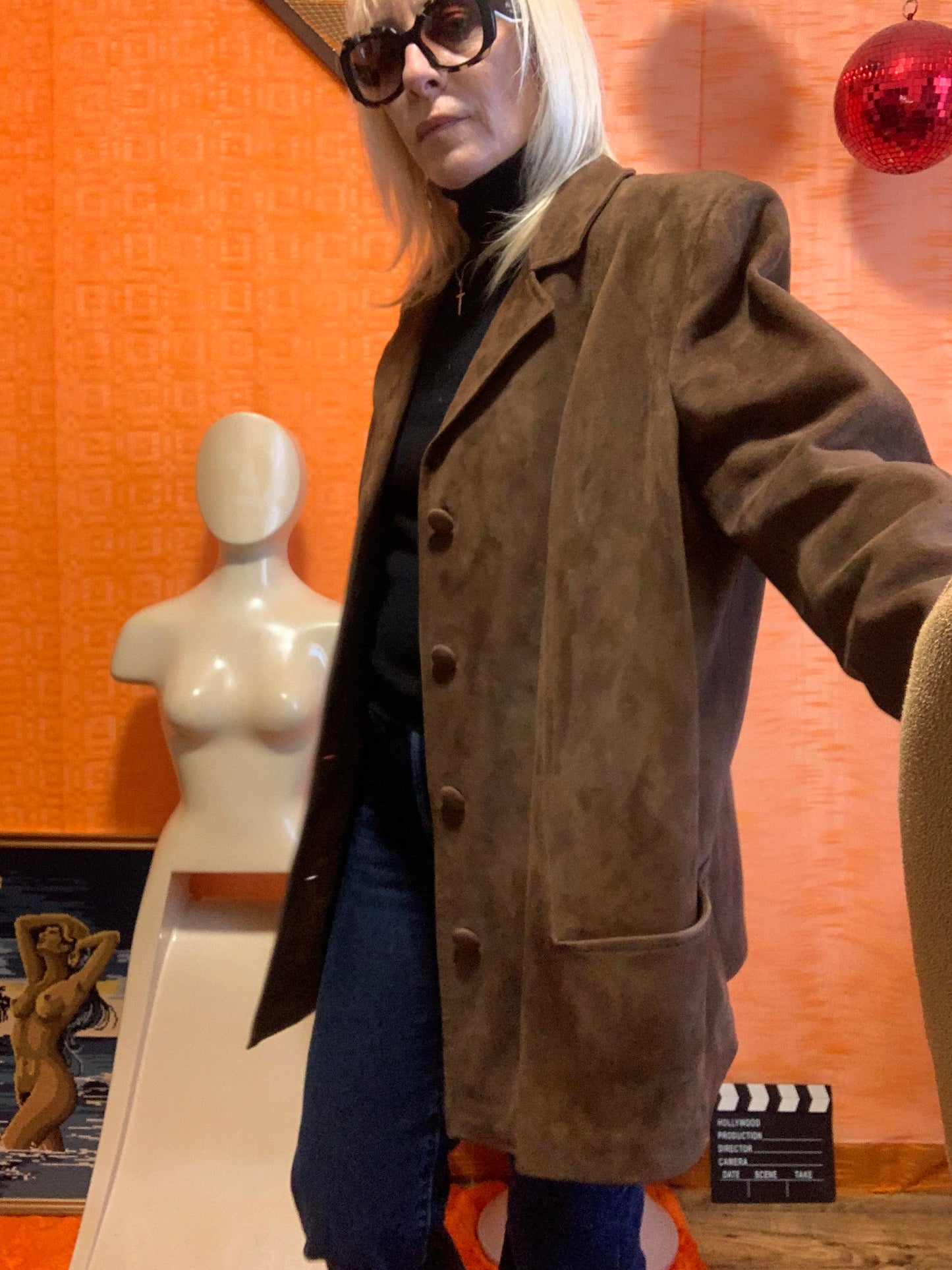 Veste Cuir Daim France Vintage 1970- T46 Mixte.
