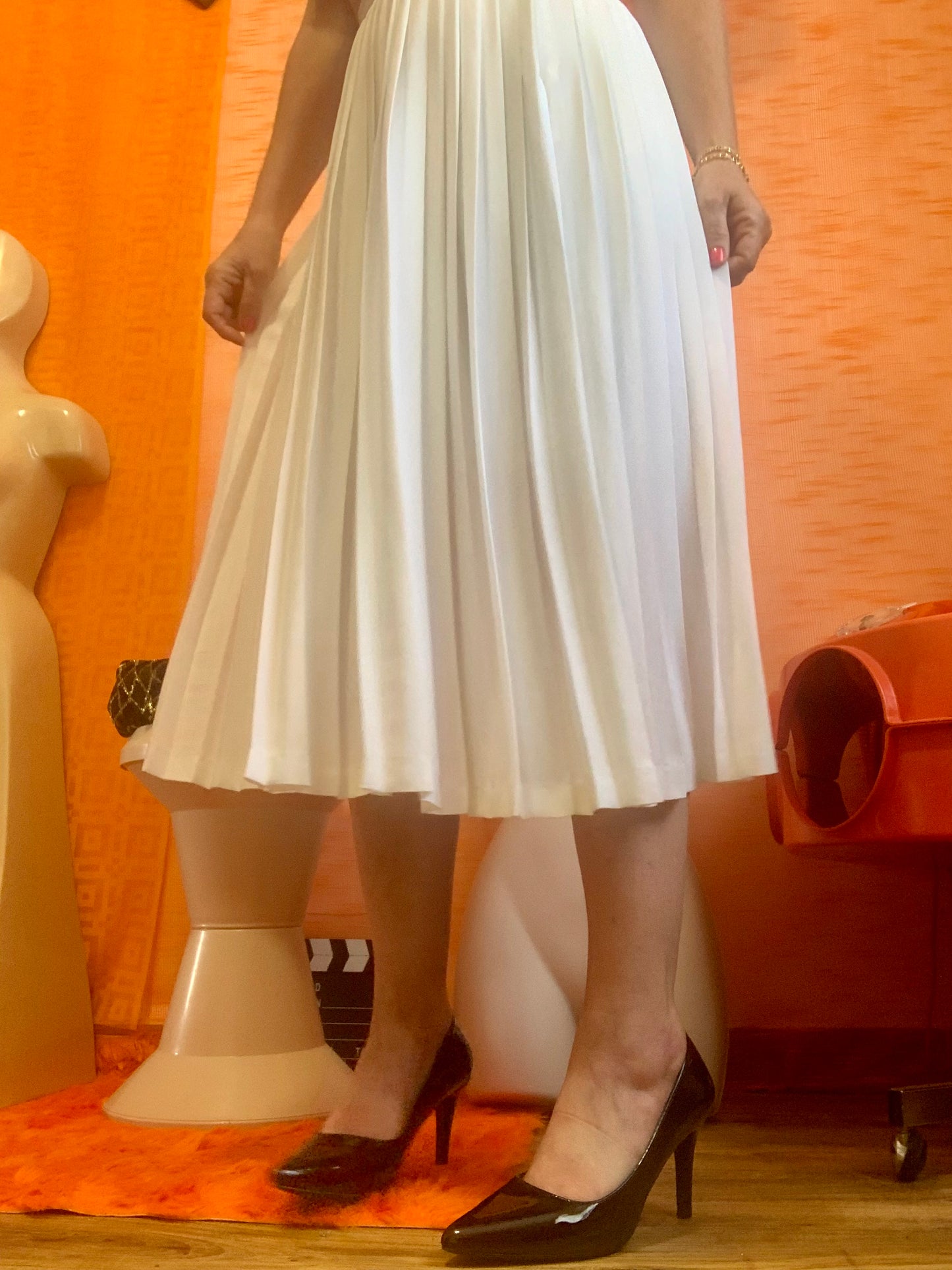 Jupe Longue plissée blanche Rodier Vintage 1980- La classe ! T34-