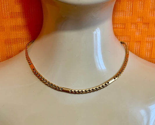 Collier plaqué Or mailles plates fantaisies Chic 1990
