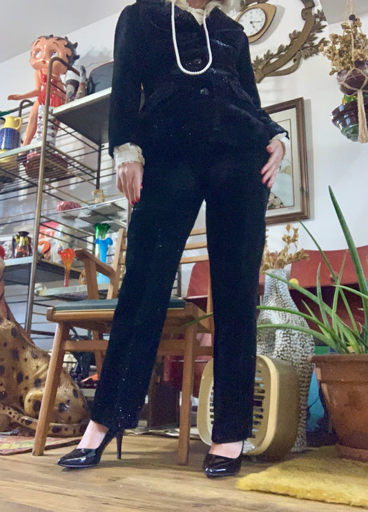 Exceptionnel Ensemble pailleté Fait main Vintage 1970