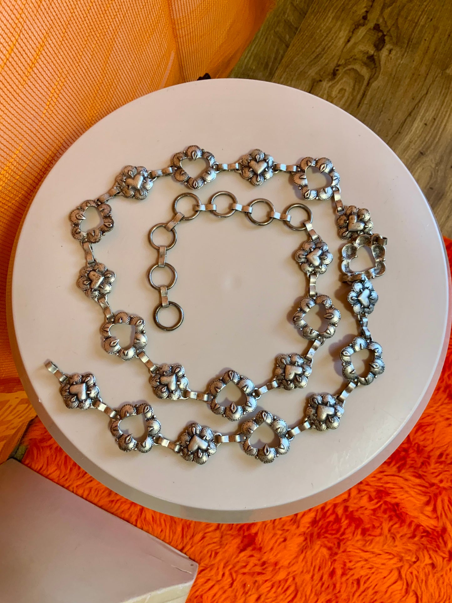 Ceinture Chaine Motifs Coeurs Vintage 1990-