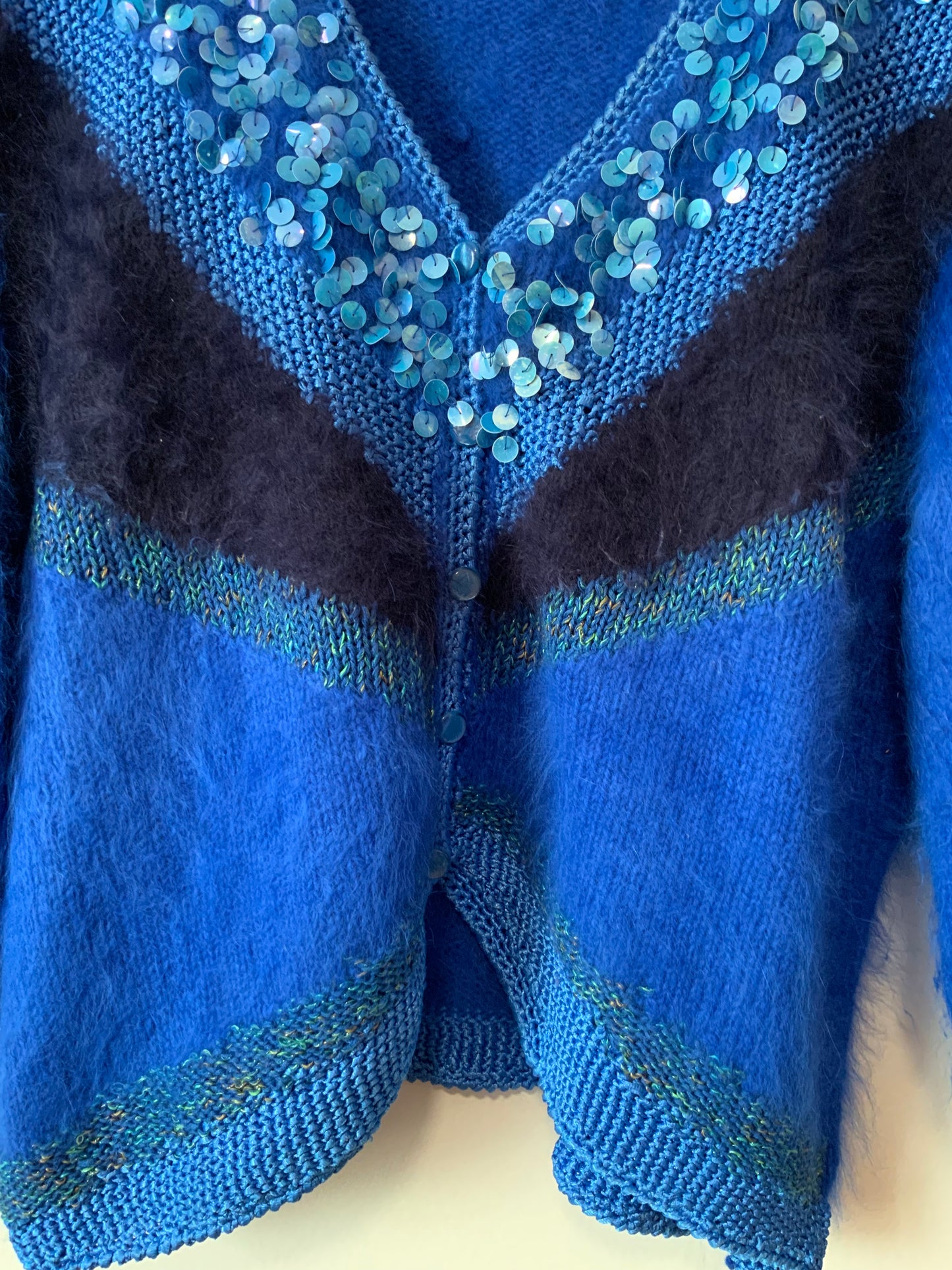 Anny Blatt Gilet Pull Bleu electrique Vintage 1990 - T42/44