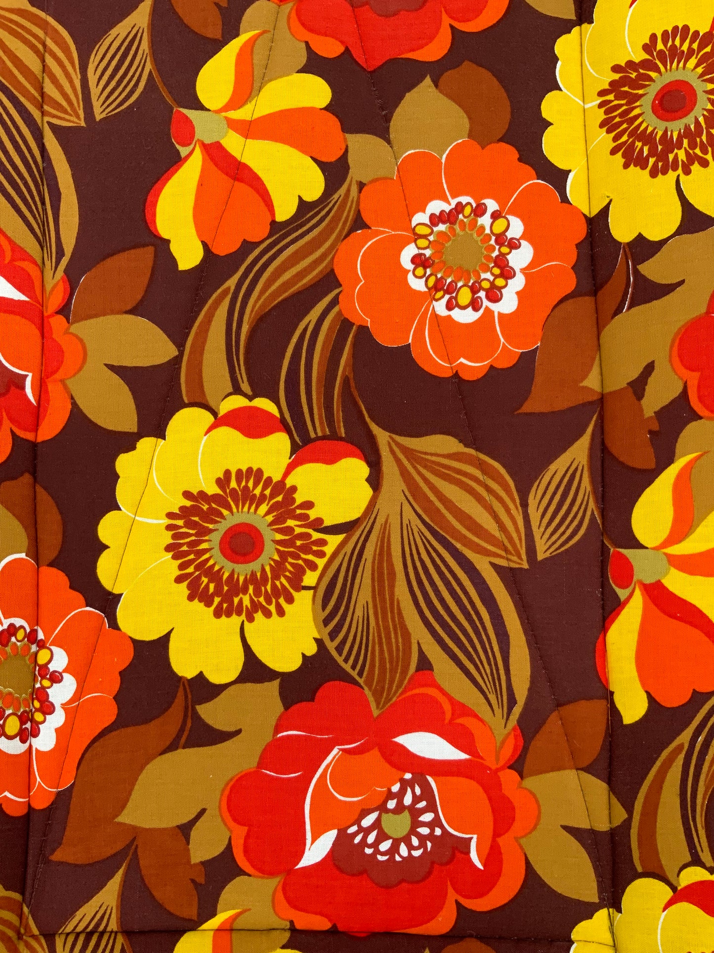 Bain de soleil Lit de camp Neuf Vintage 1970 fleurs oranges -