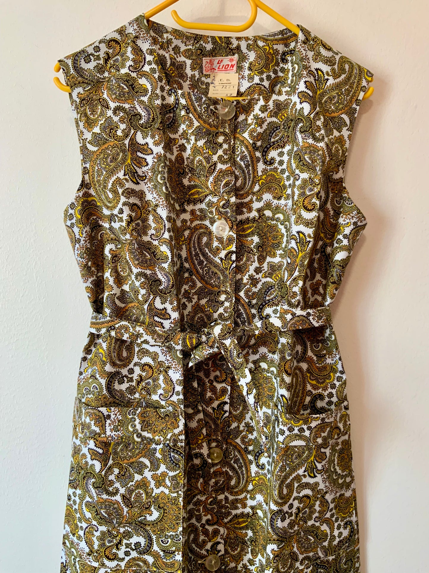 Robe Blouse motifs cachemire Neuf 1970 - T42