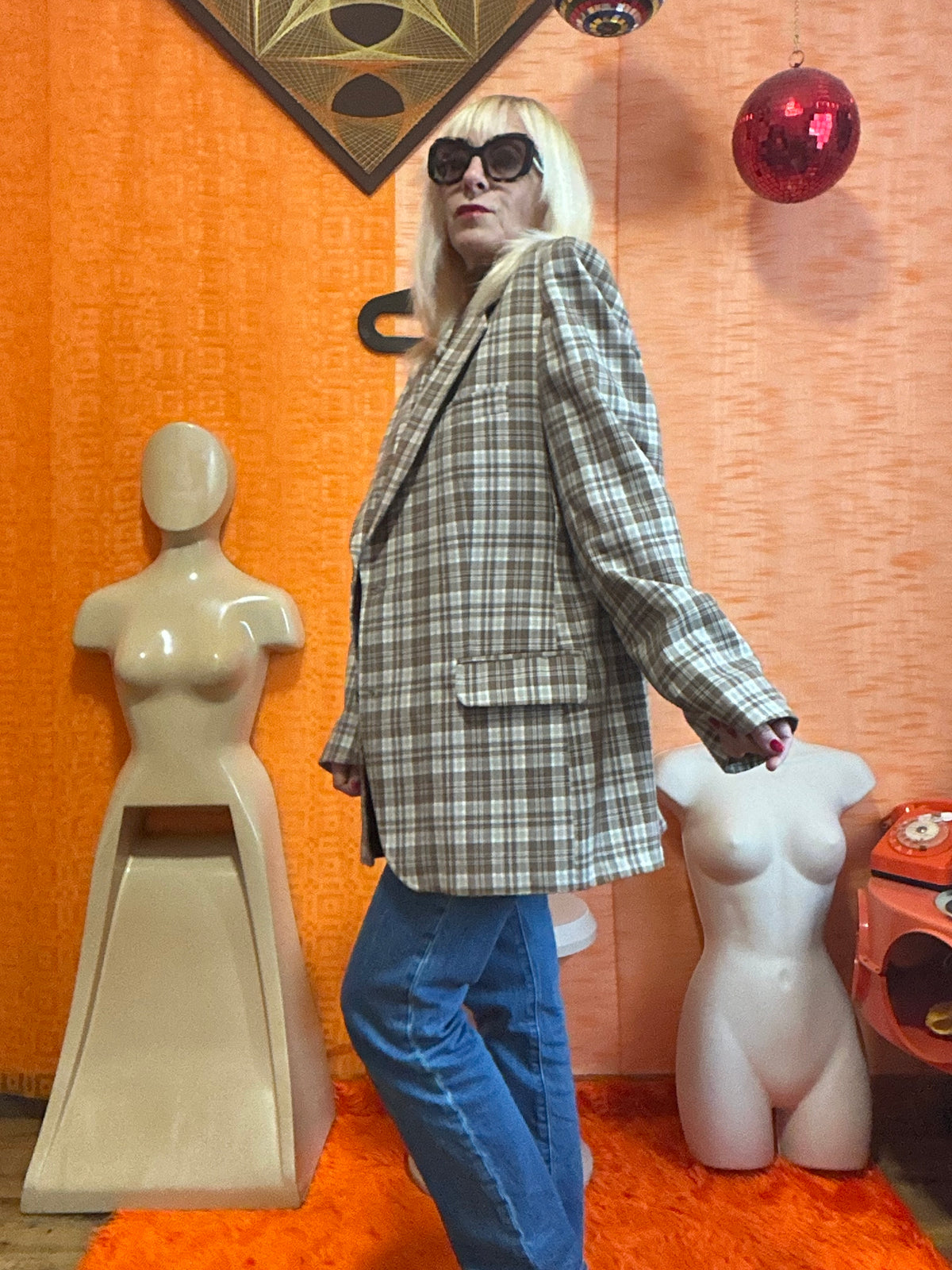 Veste Originale à carreaux Tergal Vintage 1970- T48 maxi.