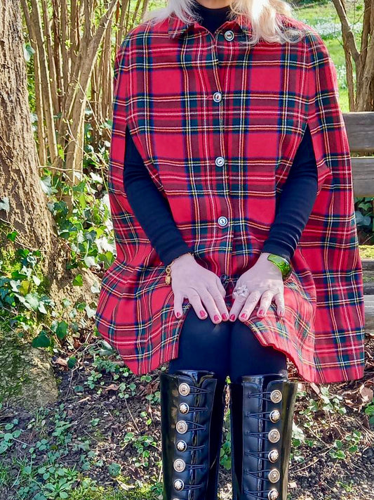 Cape Écossaise Laine Faite main 1970 Vintage- TU