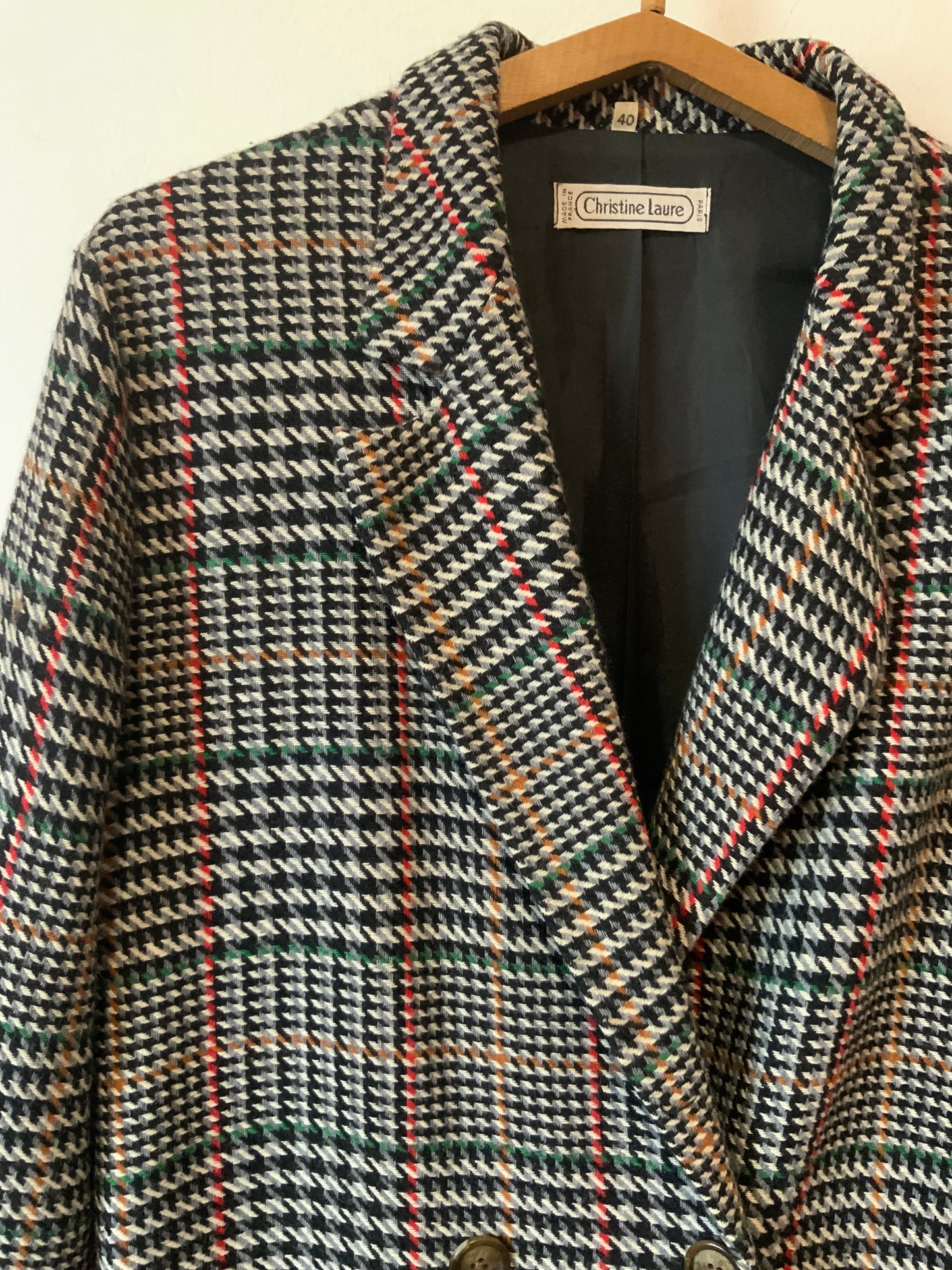 Veste droite croisée a carreaux C.Laure France Chic Vintage- T40