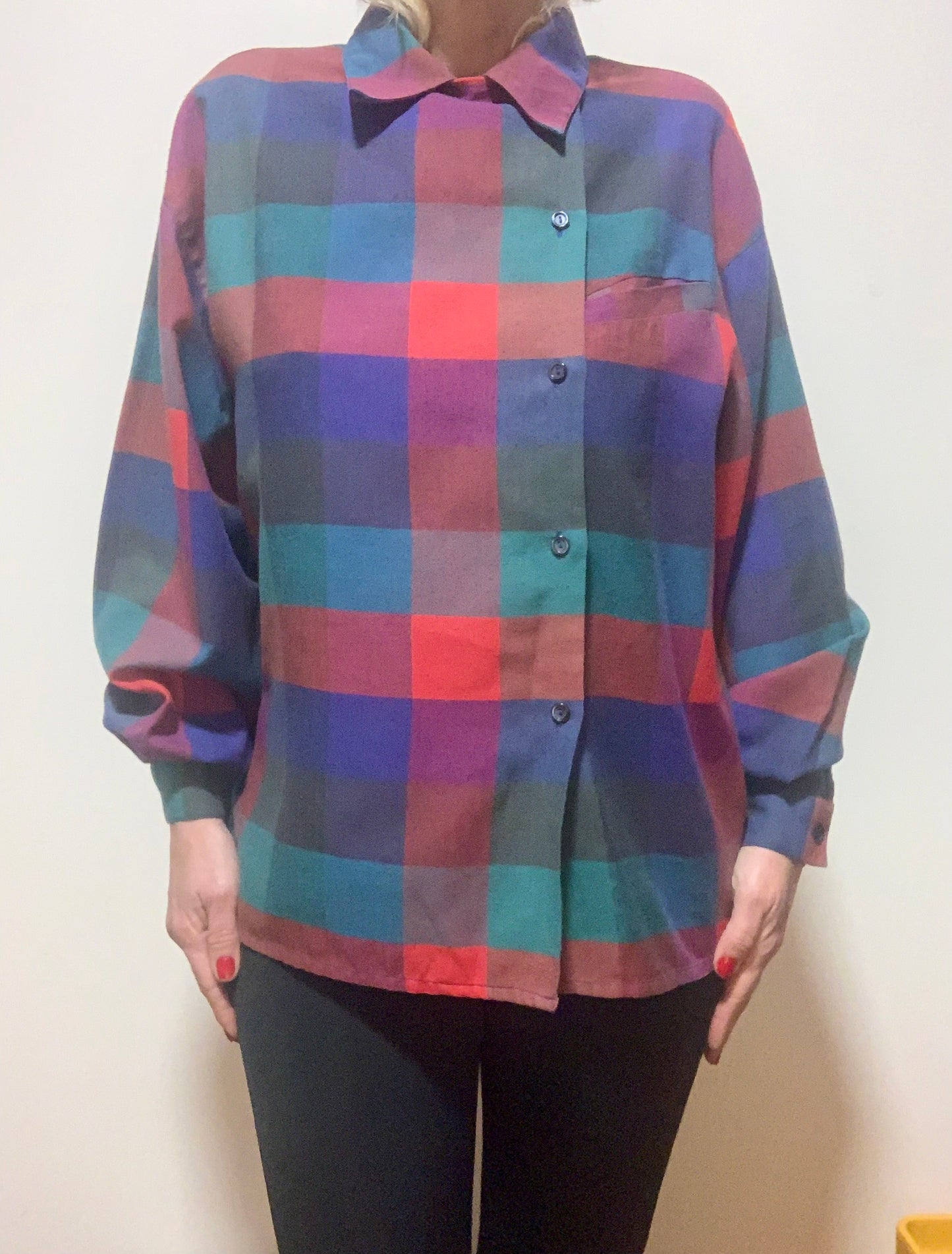 Chemisier à carreaux Madras Vintage 1980 France