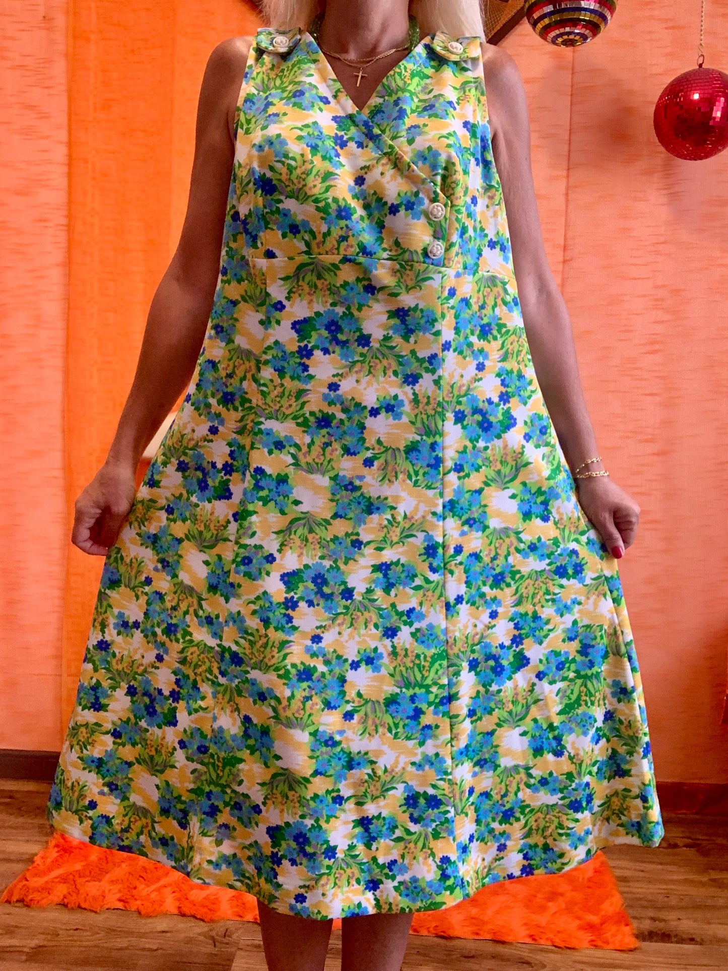 Robe a fleurs Vintage 1970 Création - T48