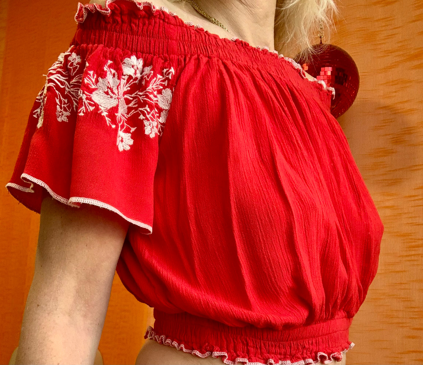 Top Epaules dénudées À fleurs- T XS