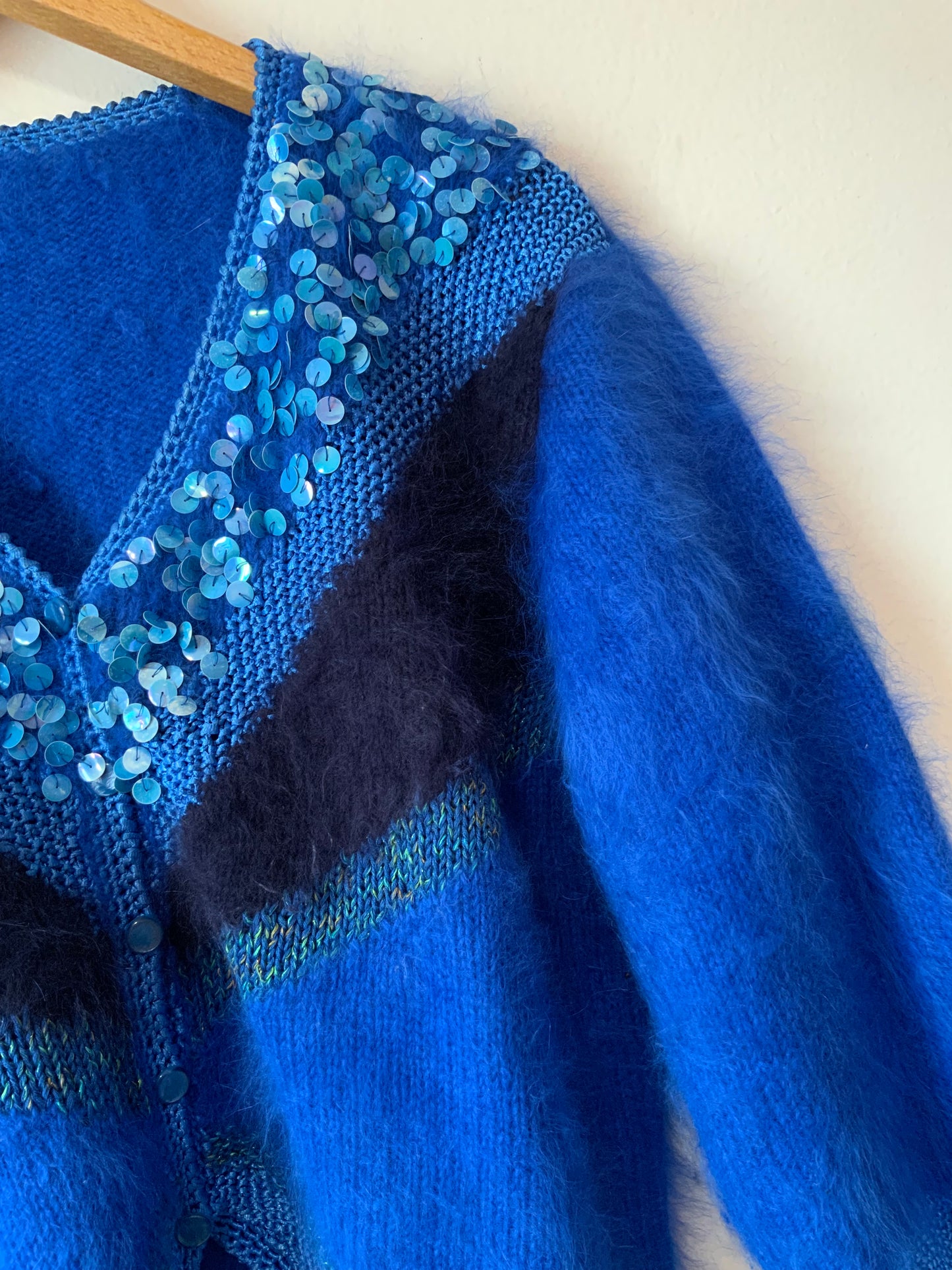 Anny Blatt Gilet Pull Bleu electrique Vintage 1990 - T42/44