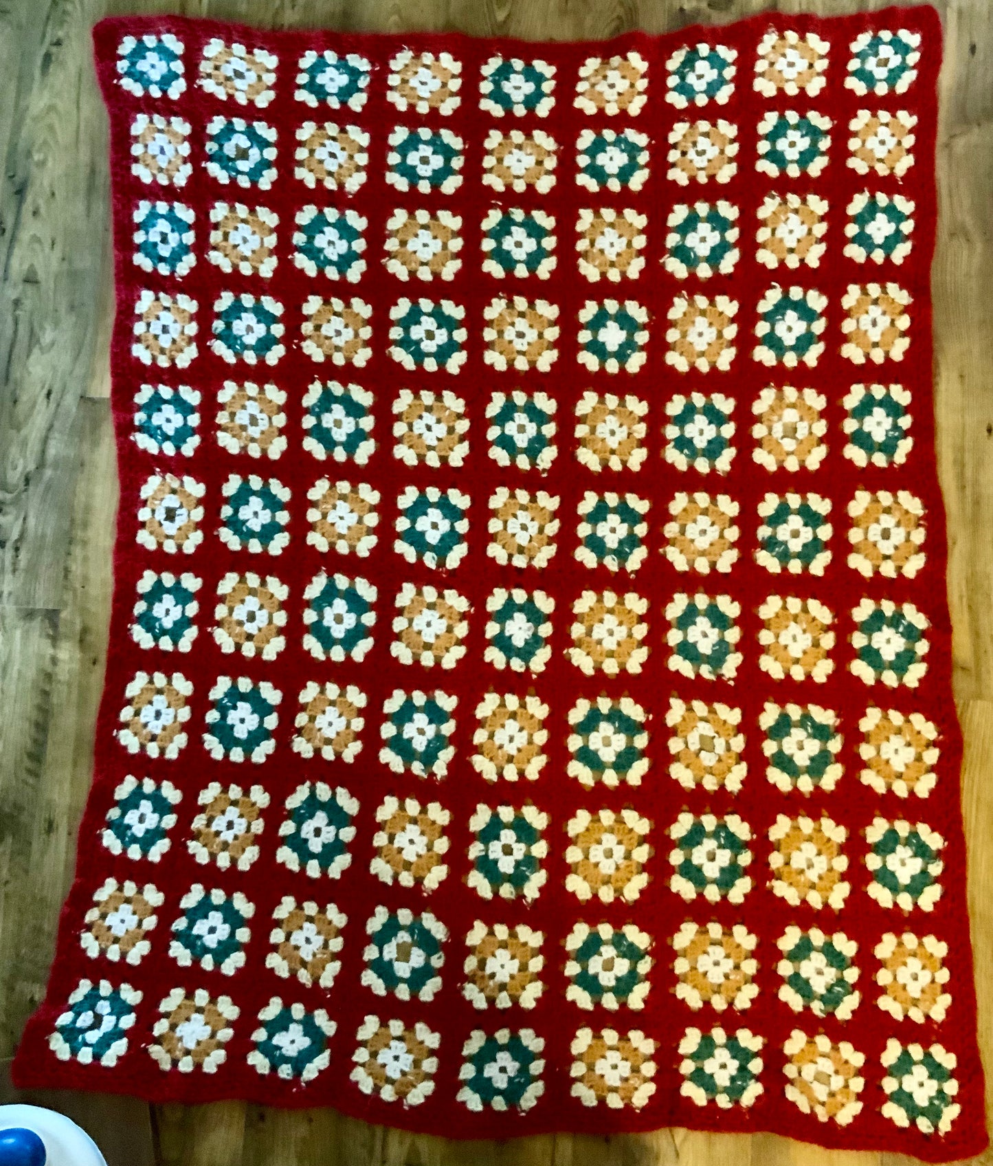 Couverture laine crochets Vintage 1970