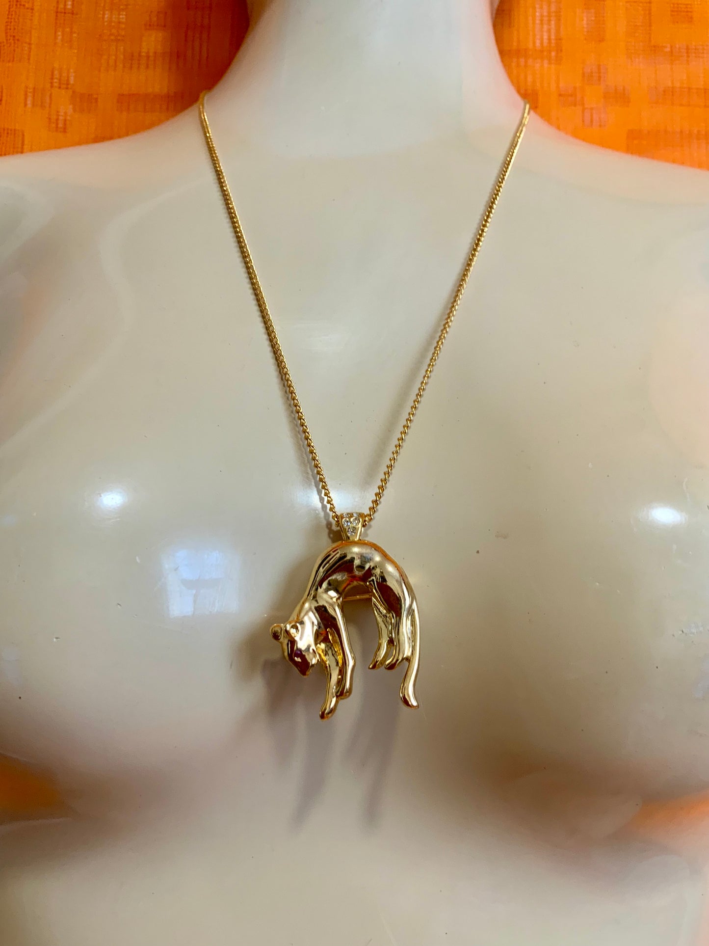 Chaine Pendentif / Broche Panthère Vintage 1980