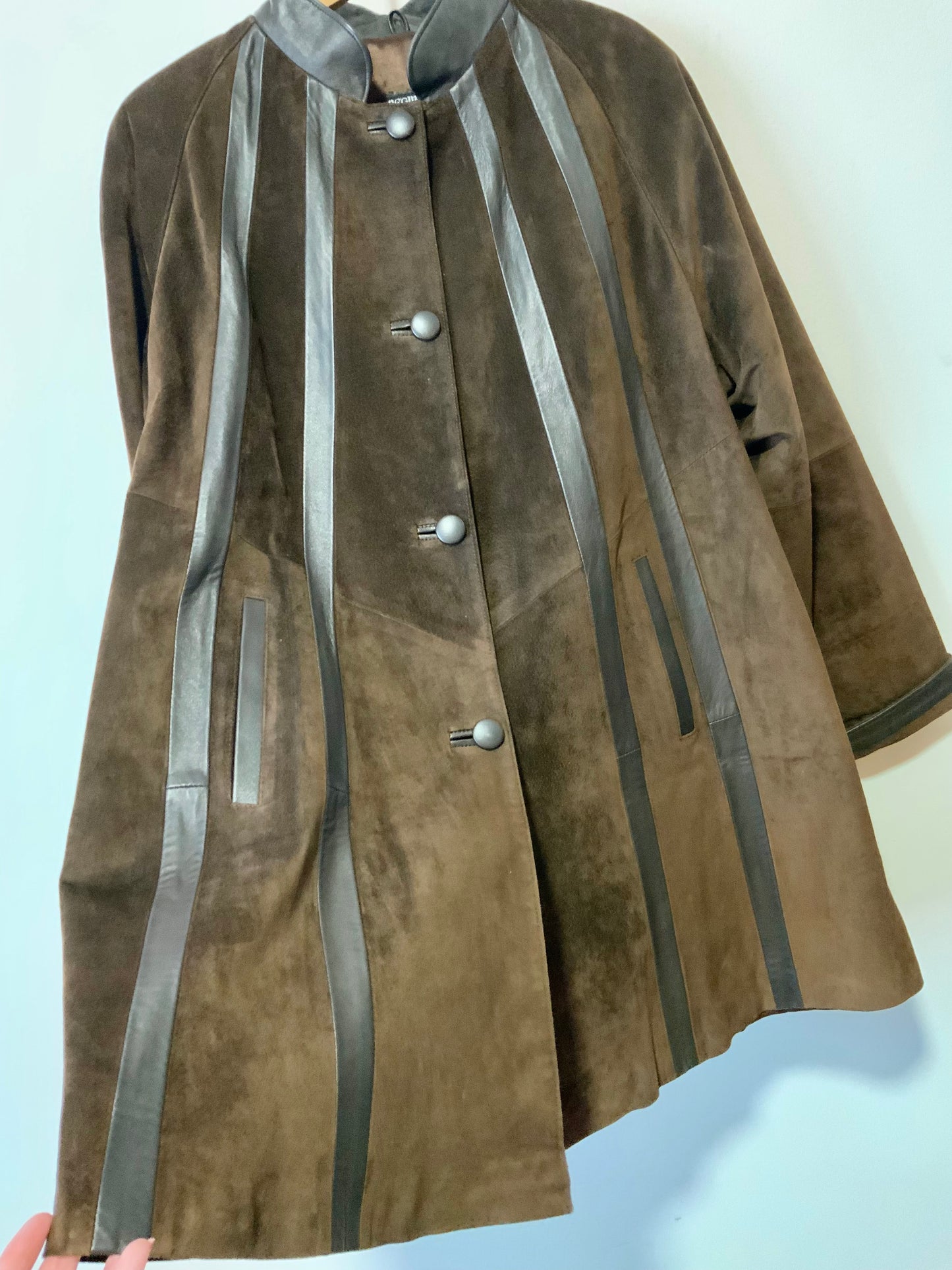 Manteau Élégant Cuir Daim Vintage Élégance 1980-90- T44.
