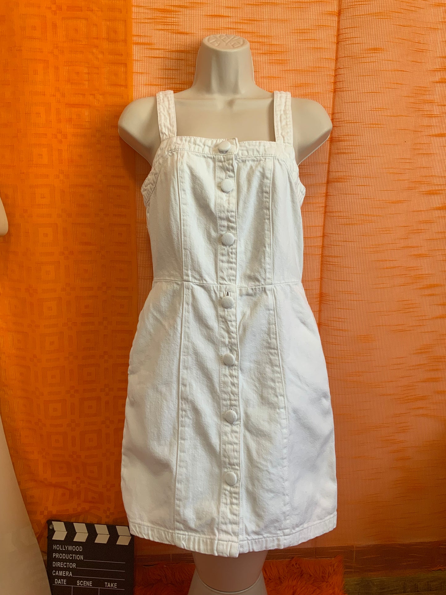 Robe boutonnée Vintage 1990 Denim blanc pur- T34/36