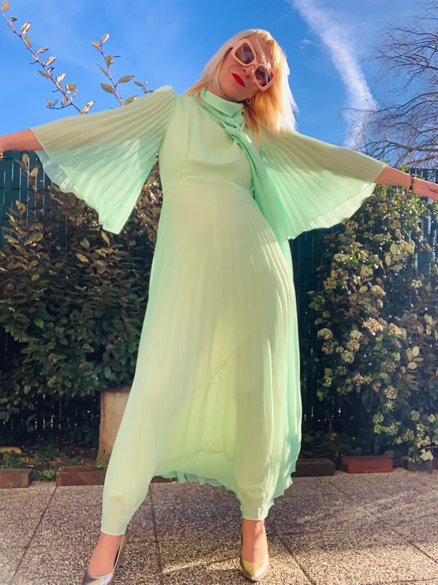 Robe incroyable Plissée Création Main 1960/70 Vintage- T30/32