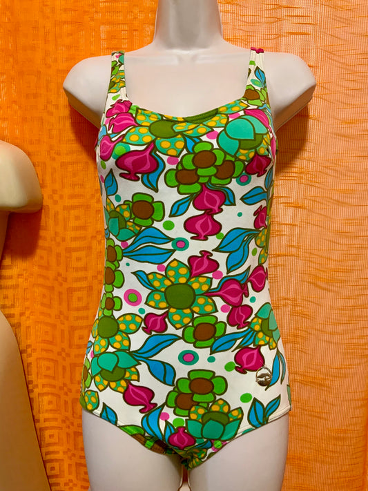 Maillot de bain à fleurs Psyché Vintage 1970/80- T38/40