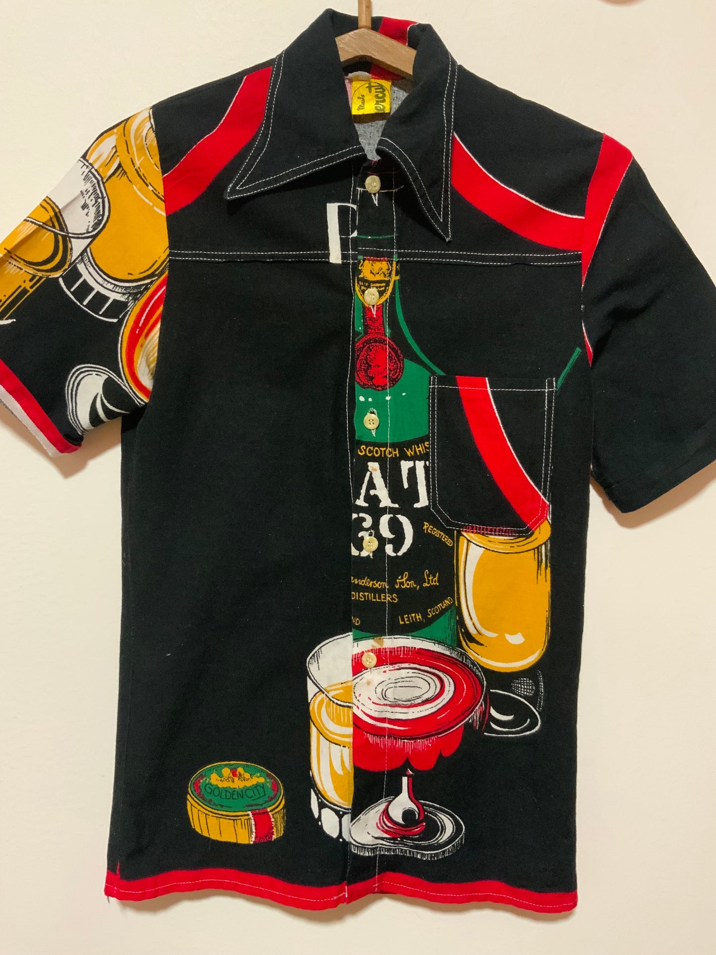 Chemise Vintage 1970 Col pelle à tartes Publicitaire - T34