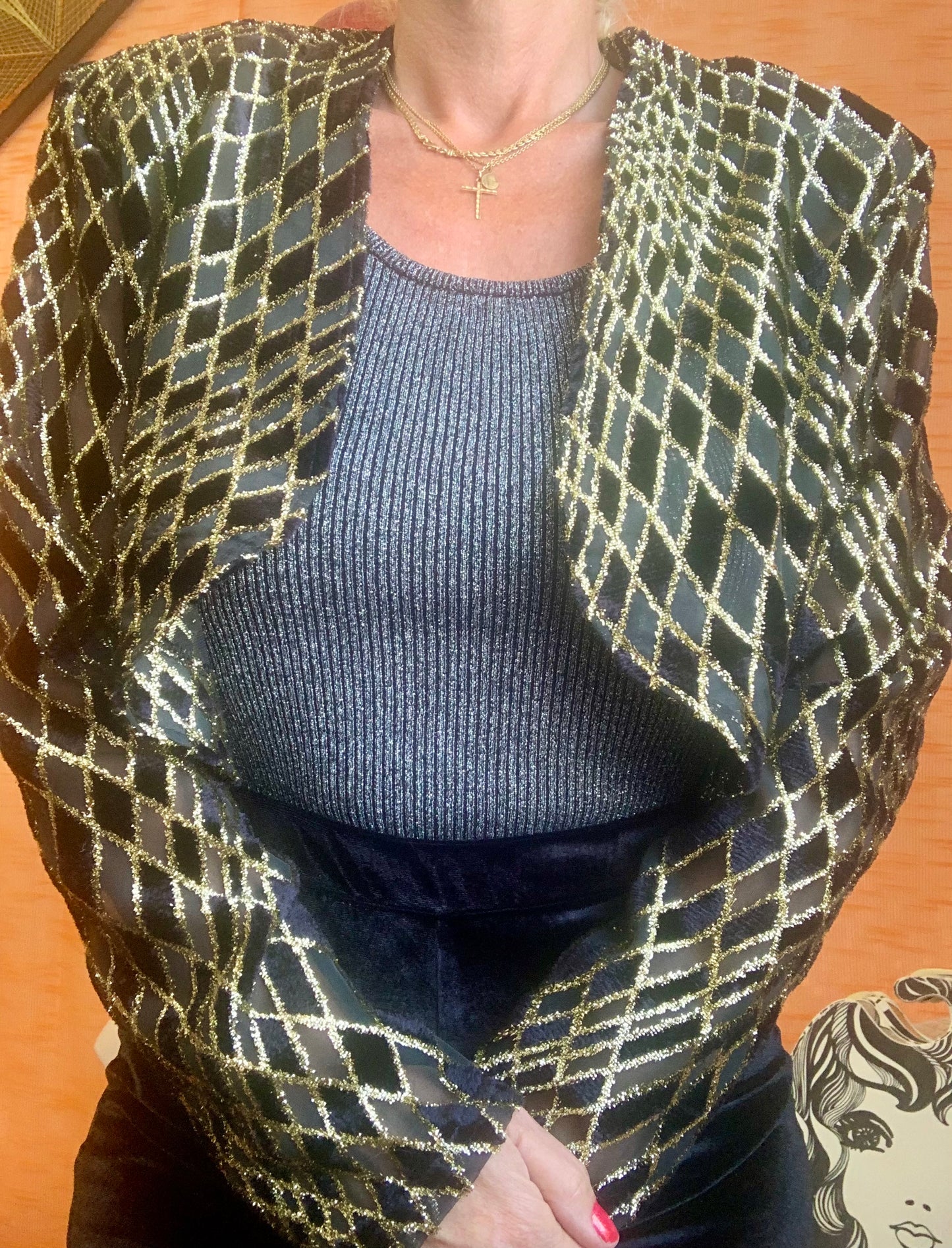 Veste Lurex Vintage France 1980 Original -T44