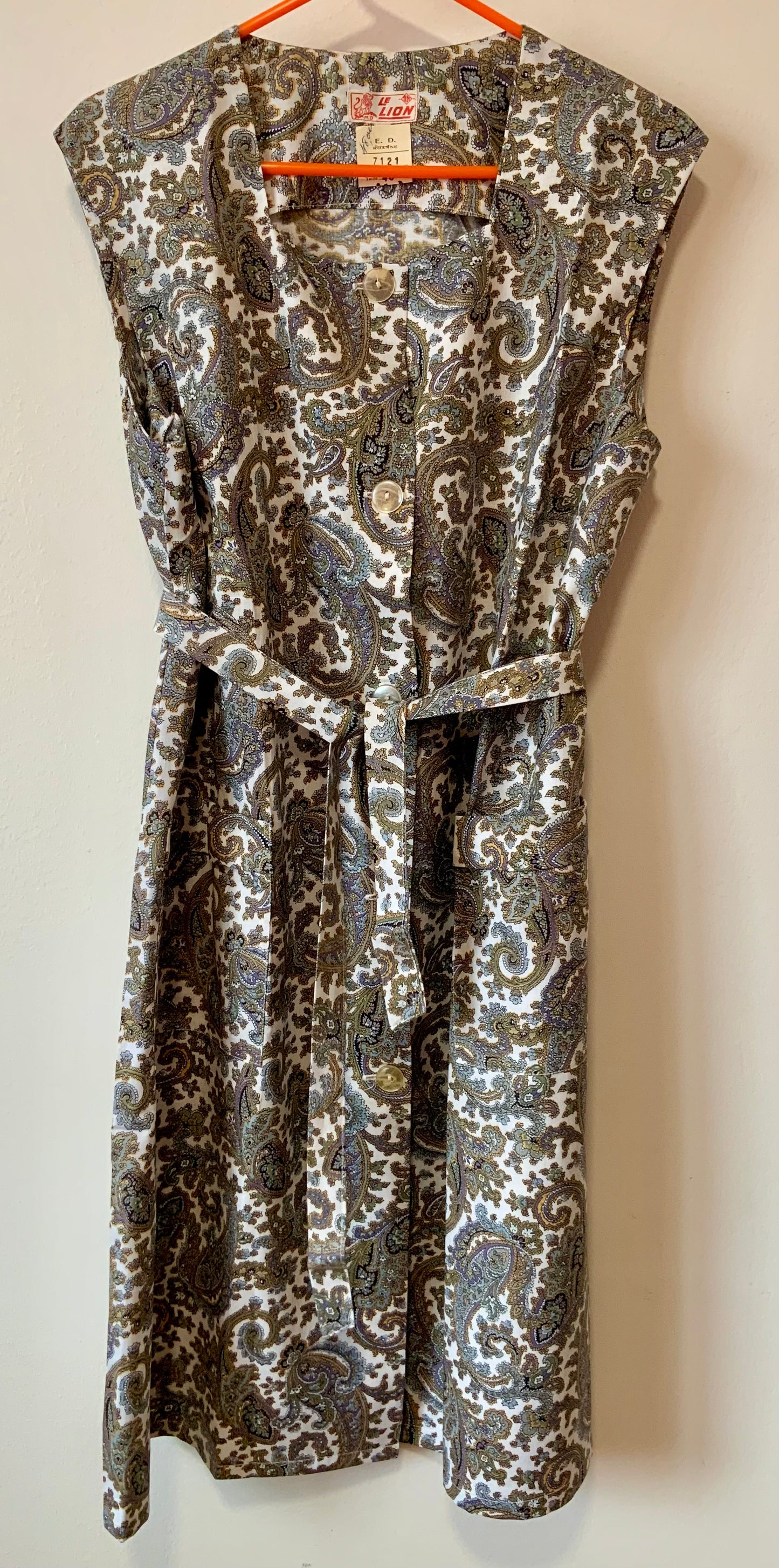 Robe blouse aux motifs cachemire Vintage neuf 1970 - T48