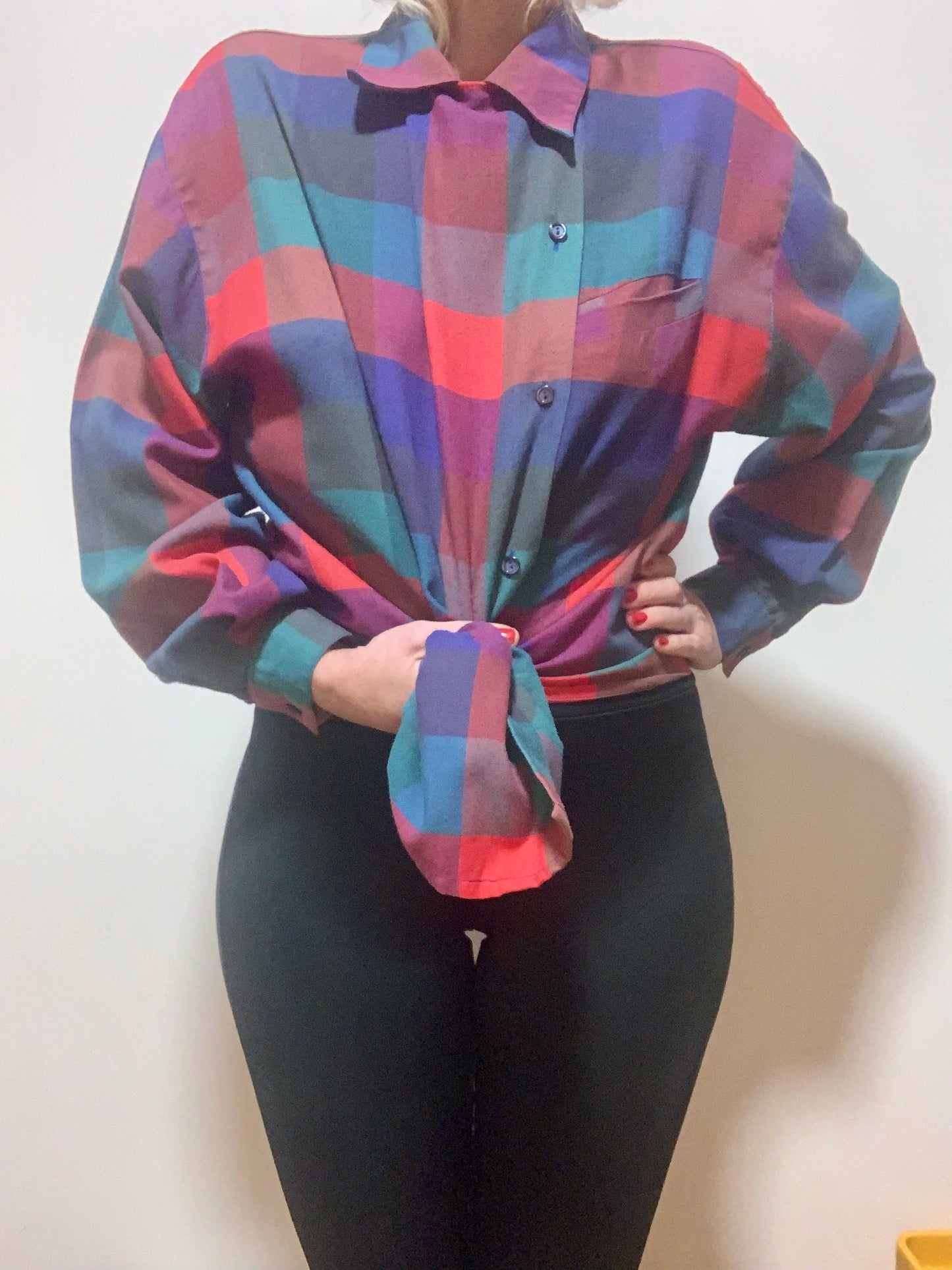 Chemisier à carreaux Madras Vintage 1980 France