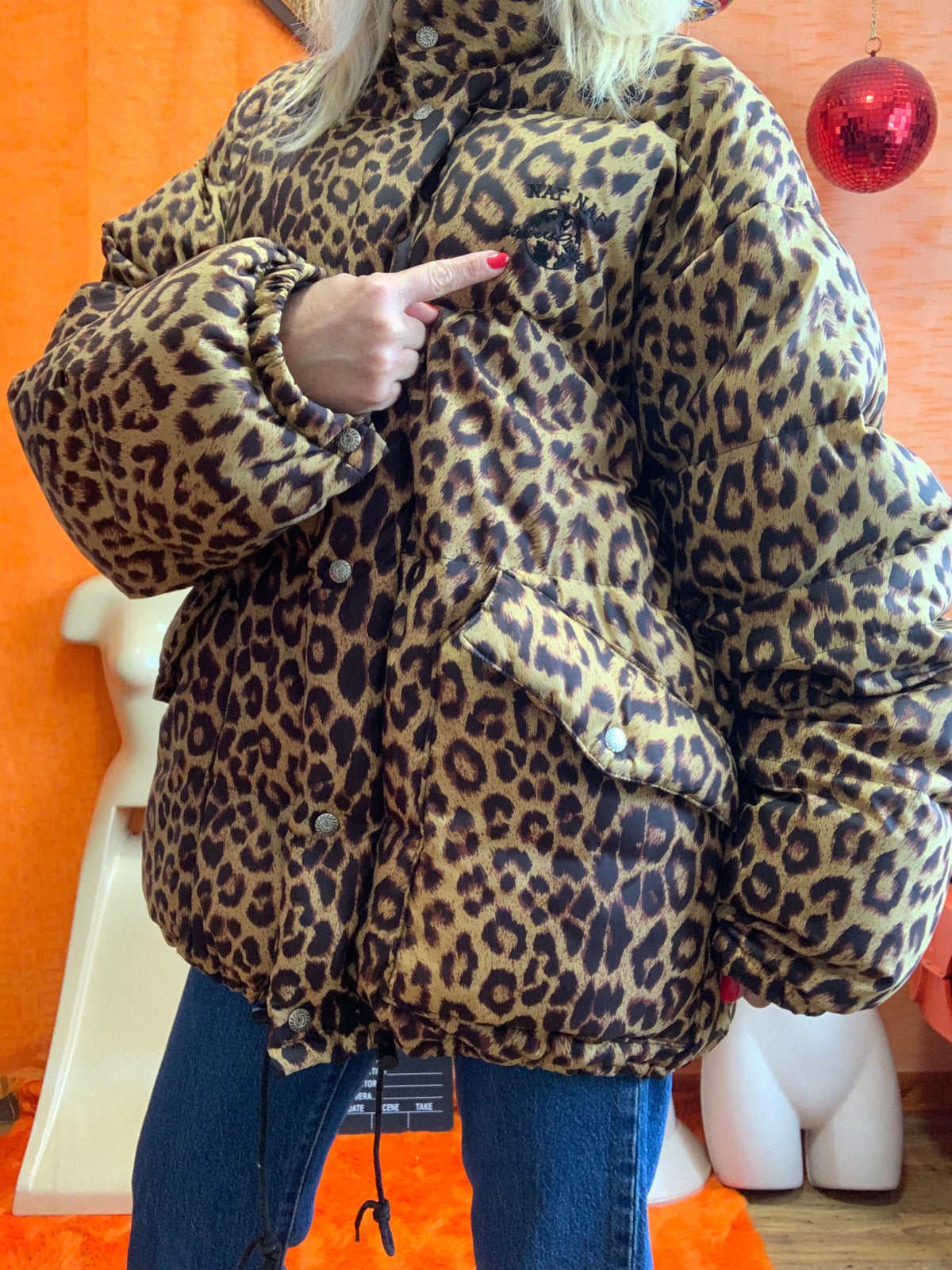 Manteau Doudoune Léopard Naf Naf Vintage 1990- TU