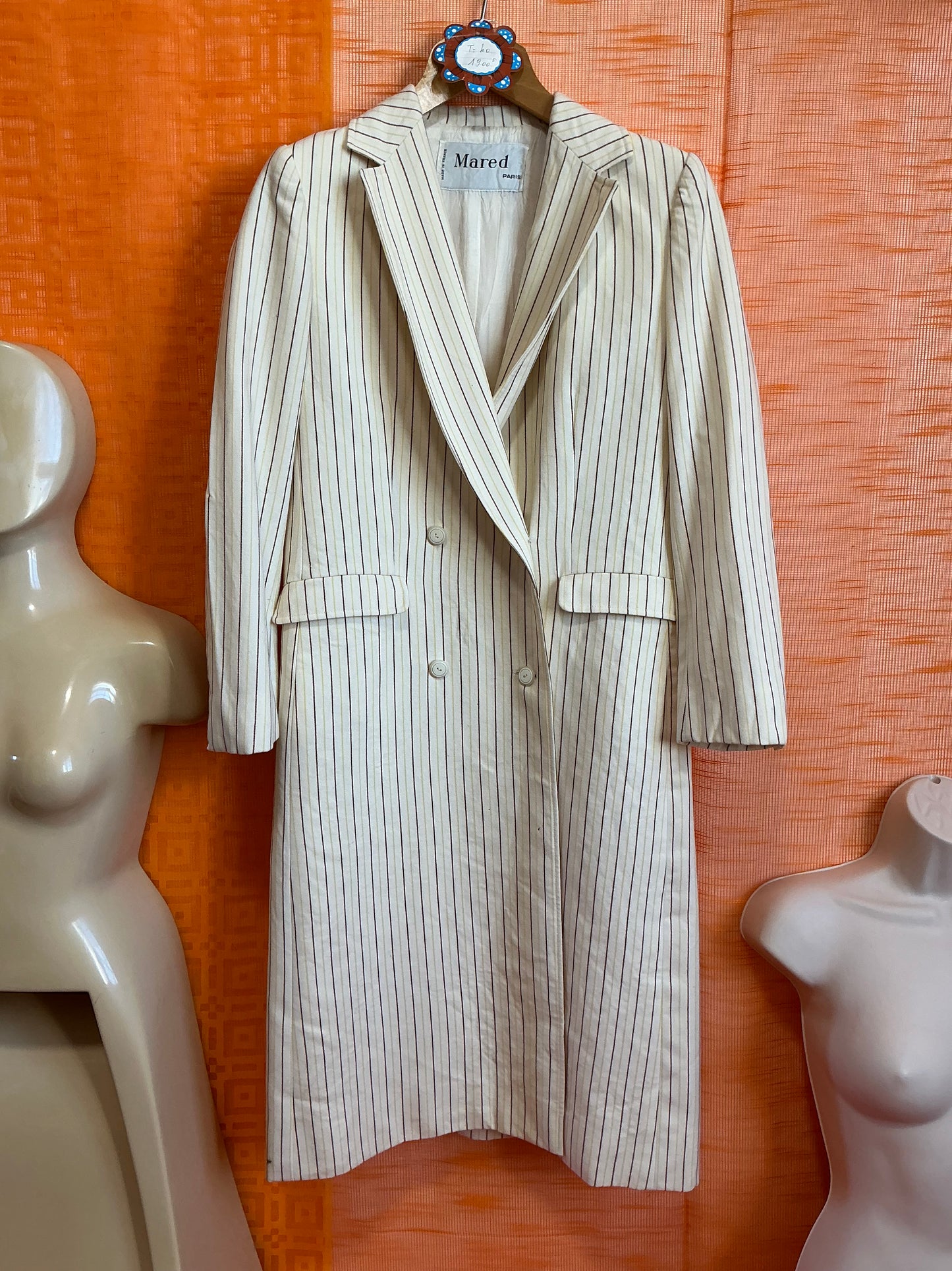Veste Longue Blazer Rayures Original Deadstock Vintage 1970/80 - T40