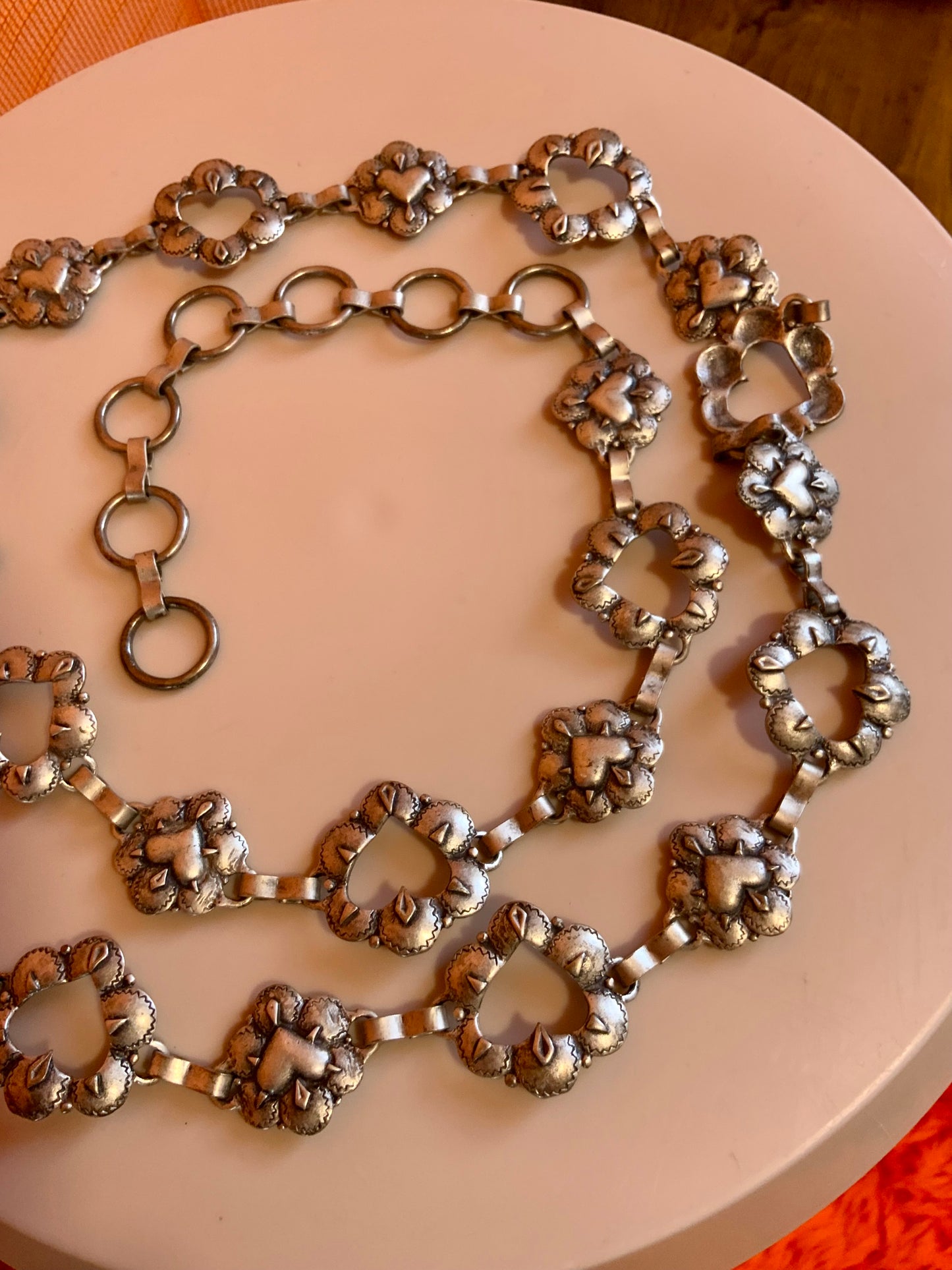 Ceinture Chaine Motifs Coeurs Vintage 1990-