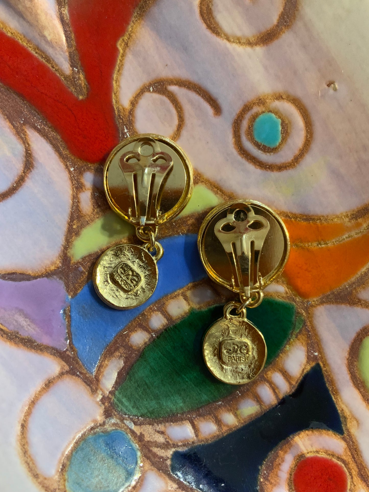 Superbes boucles d’oreilles pendantes Jacky de G France Vintage