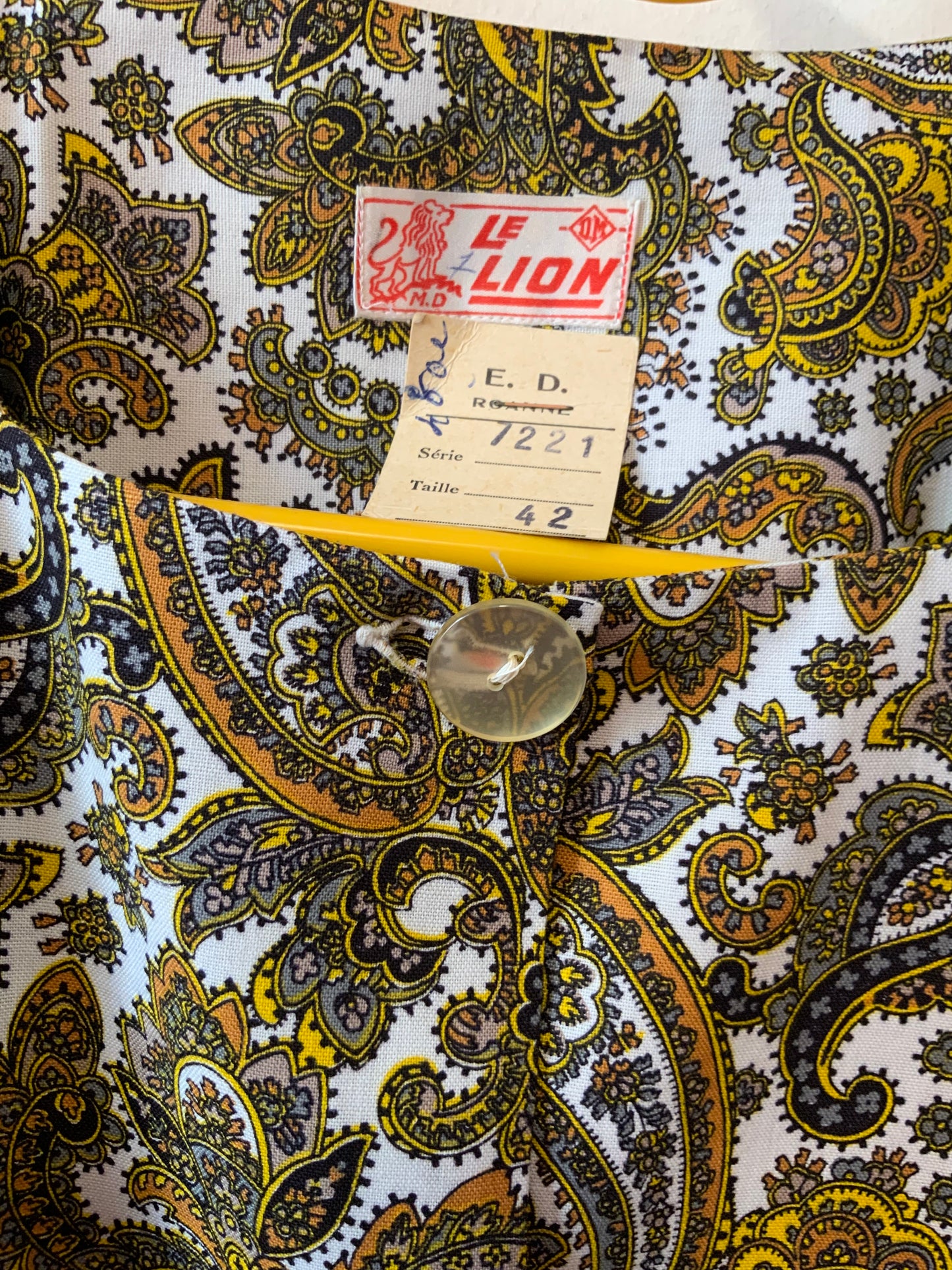 Robe Blouse motifs cachemire Neuf 1970 - T42