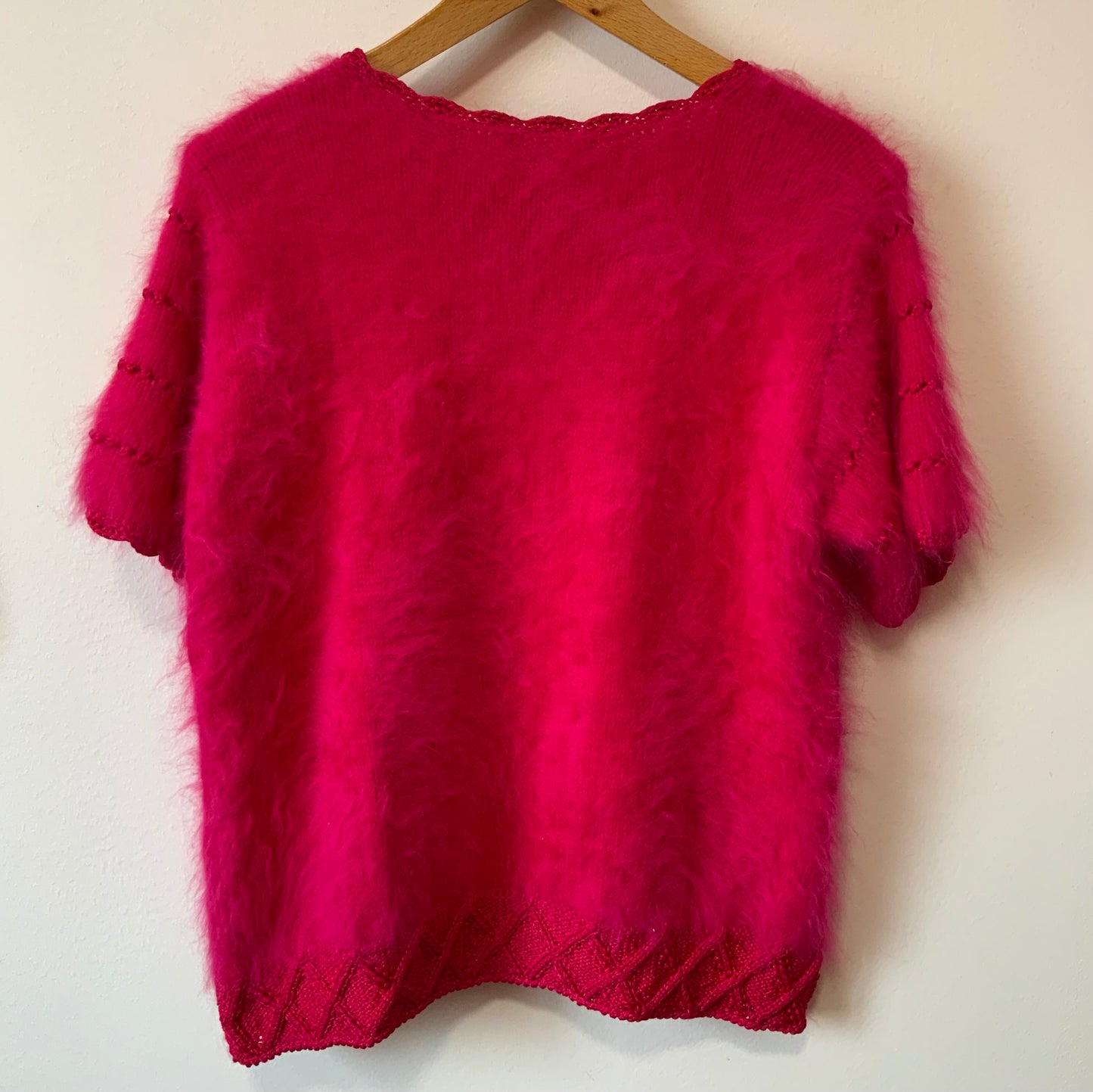 Anny Blatt Merveilleux Pull Laine Angora tricote main - Vintage 1990 Luxe