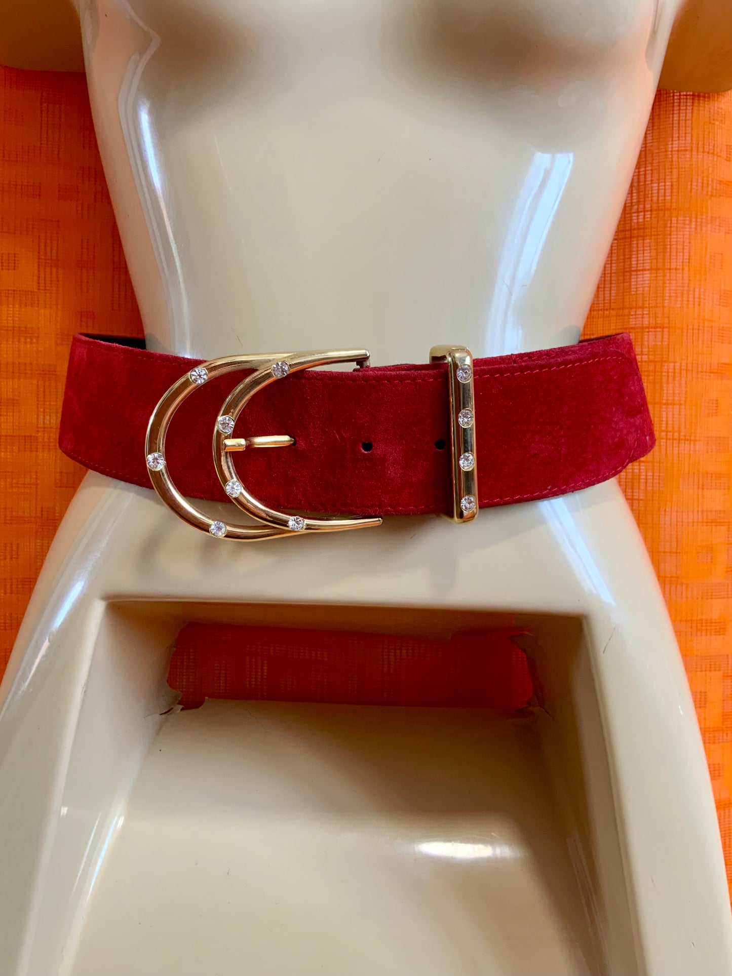 Ceinture Daim Rouge Vintage 1990- T75