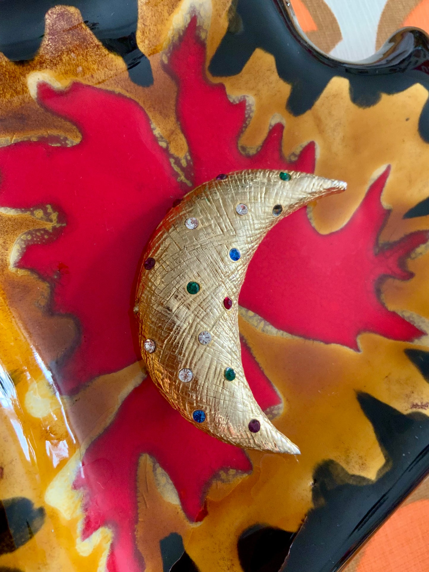 Broche Lune en métal Vintage