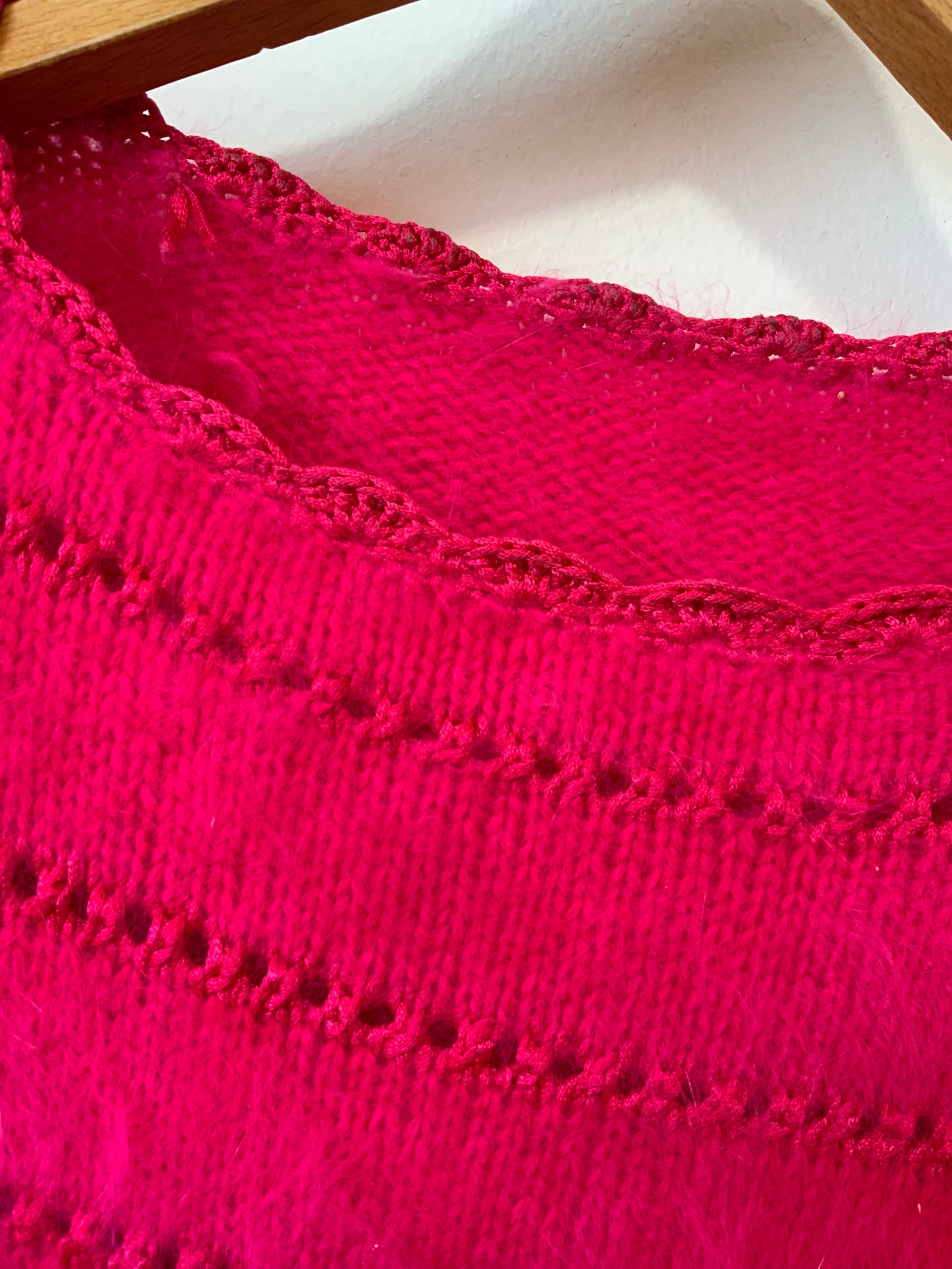 Anny Blatt Merveilleux Pull Laine Angora tricote main - Vintage 1990 Luxe