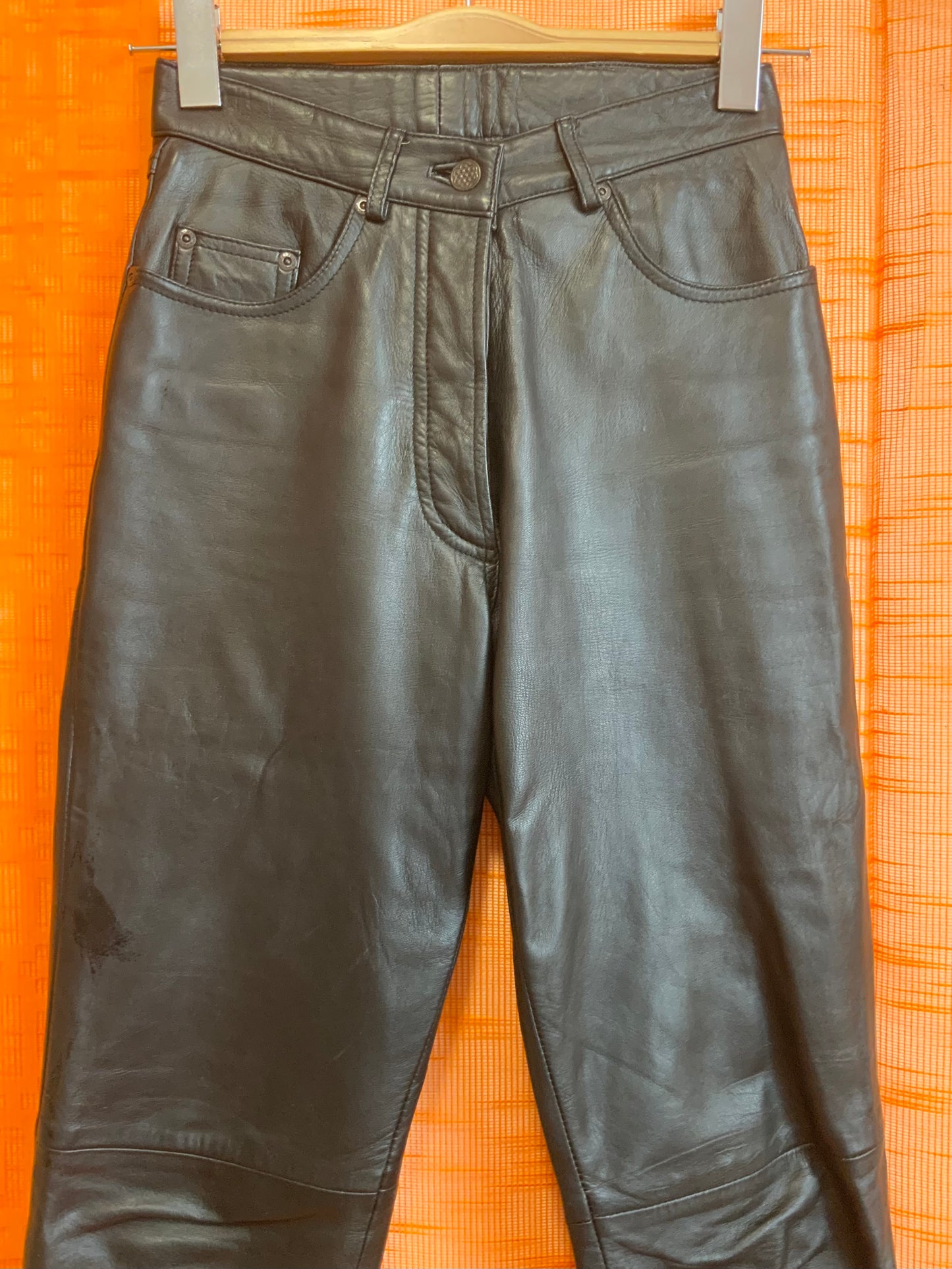 Pantalon Cuir Noir Vintage Mode 1990 - T34