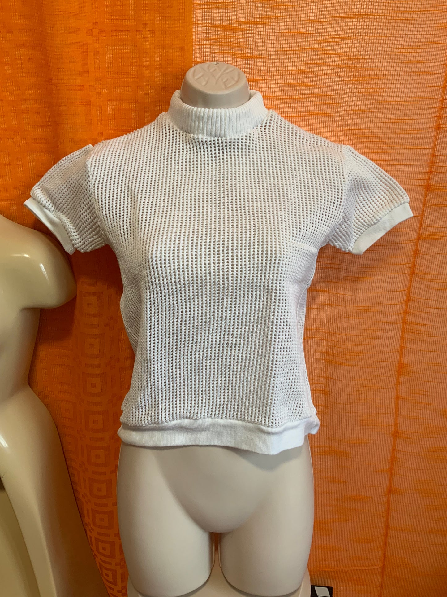 T shirt Ajouré Blanc Vintage neuf 1970- T36