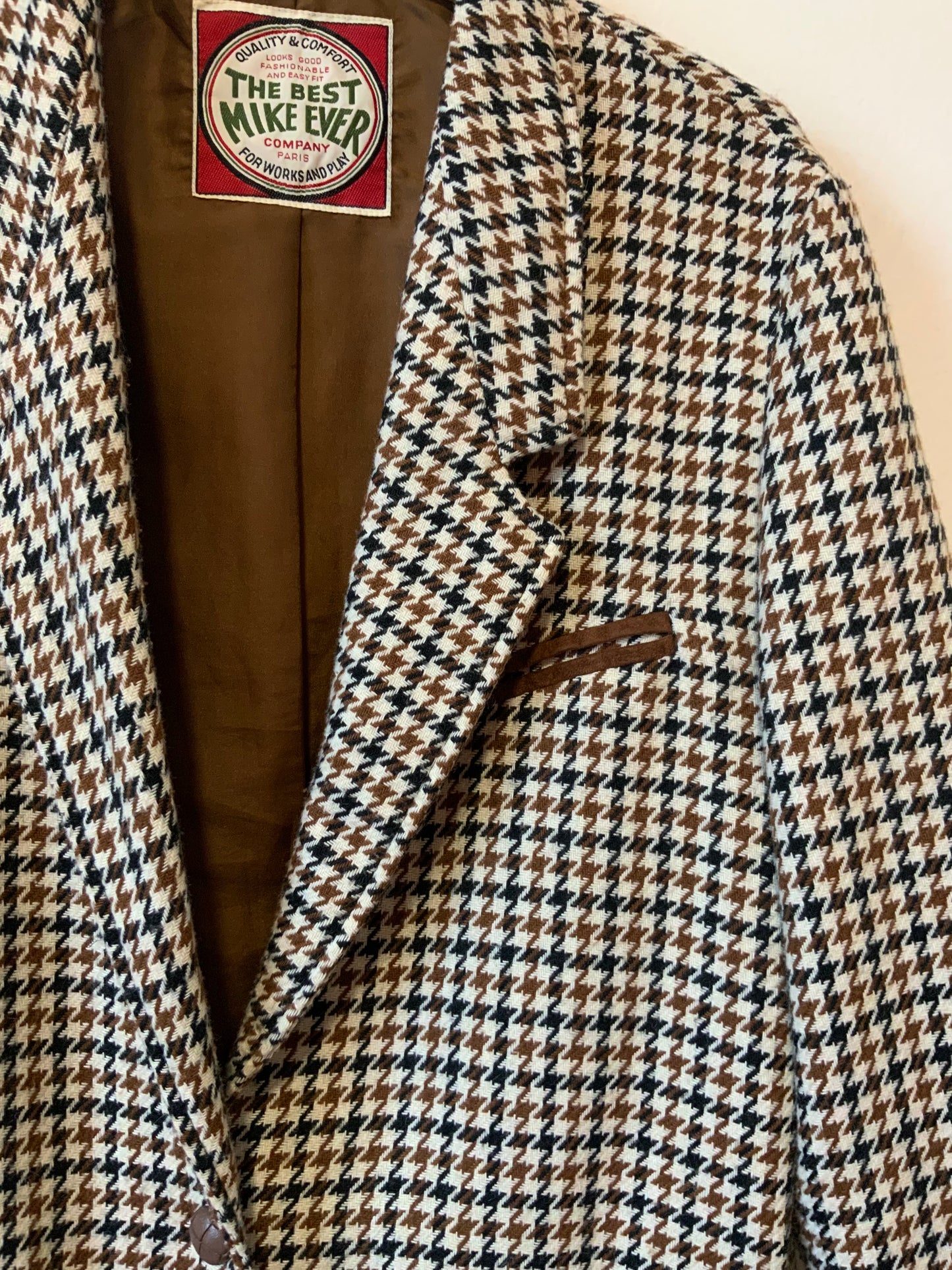 Veste Vintage Laine à carreaux pied de poules 1990 - T44