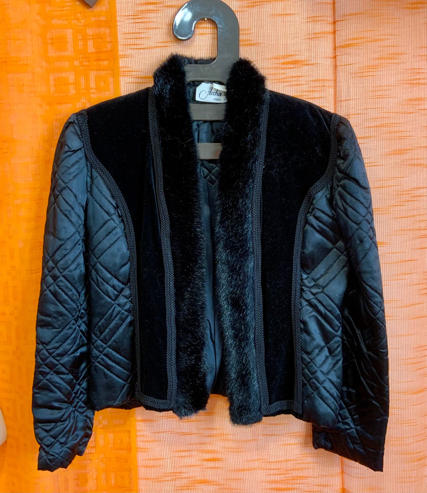 Veste matelassée Vintage 1980 Velours et fourrure synthétique- TU