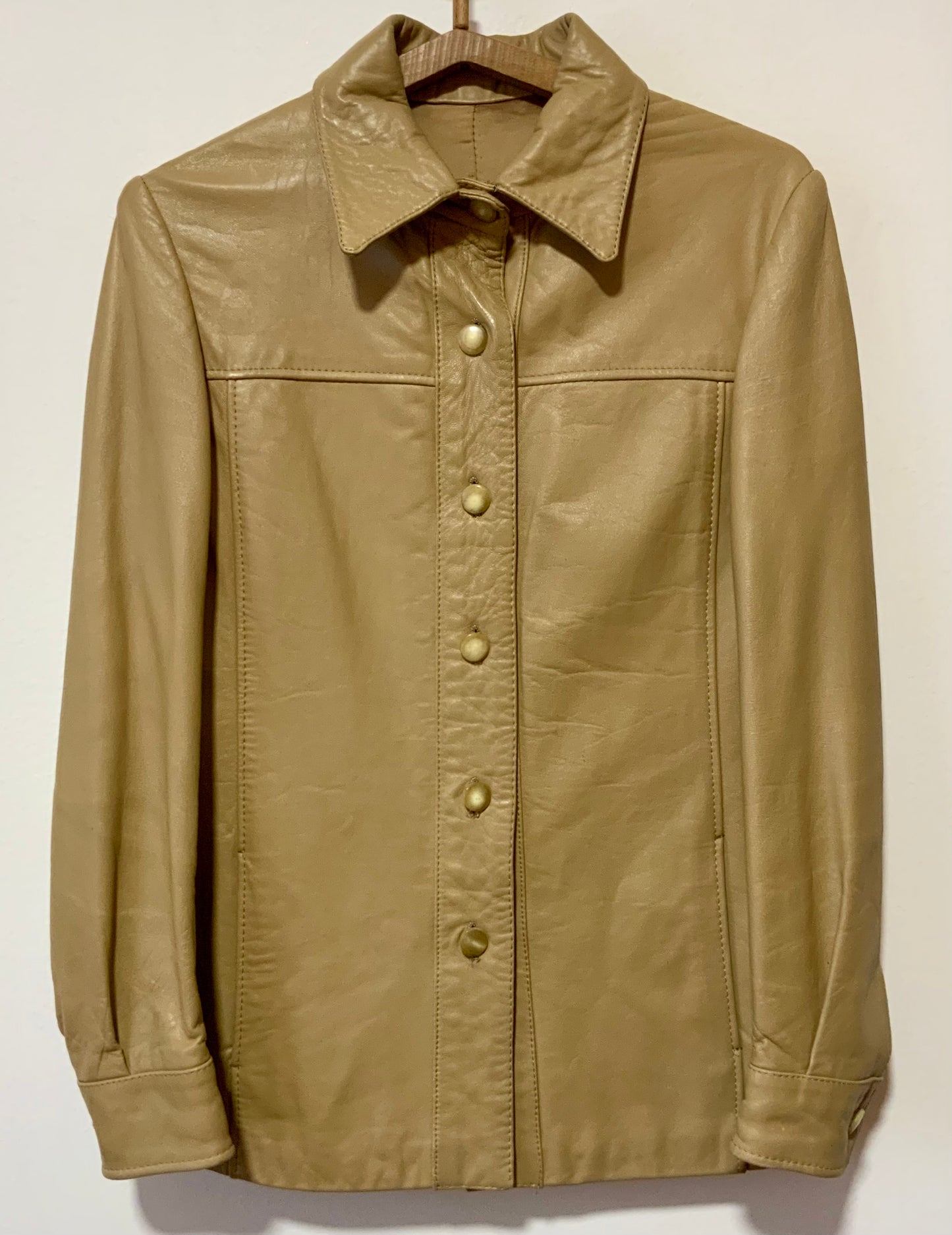 Pure Veste cuir beige Vintage 1970 Modèle Unique