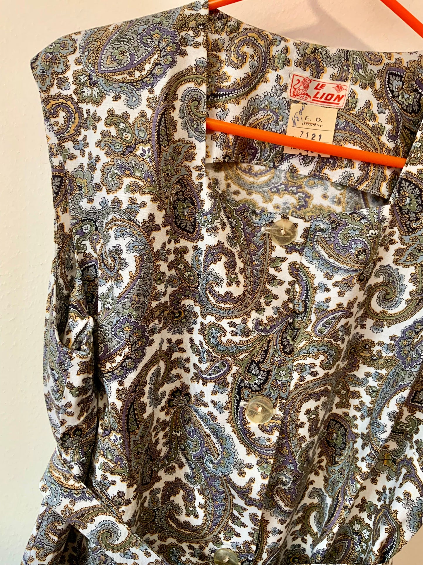 Robe blouse aux motifs cachemire Vintage neuf 1970 - T48