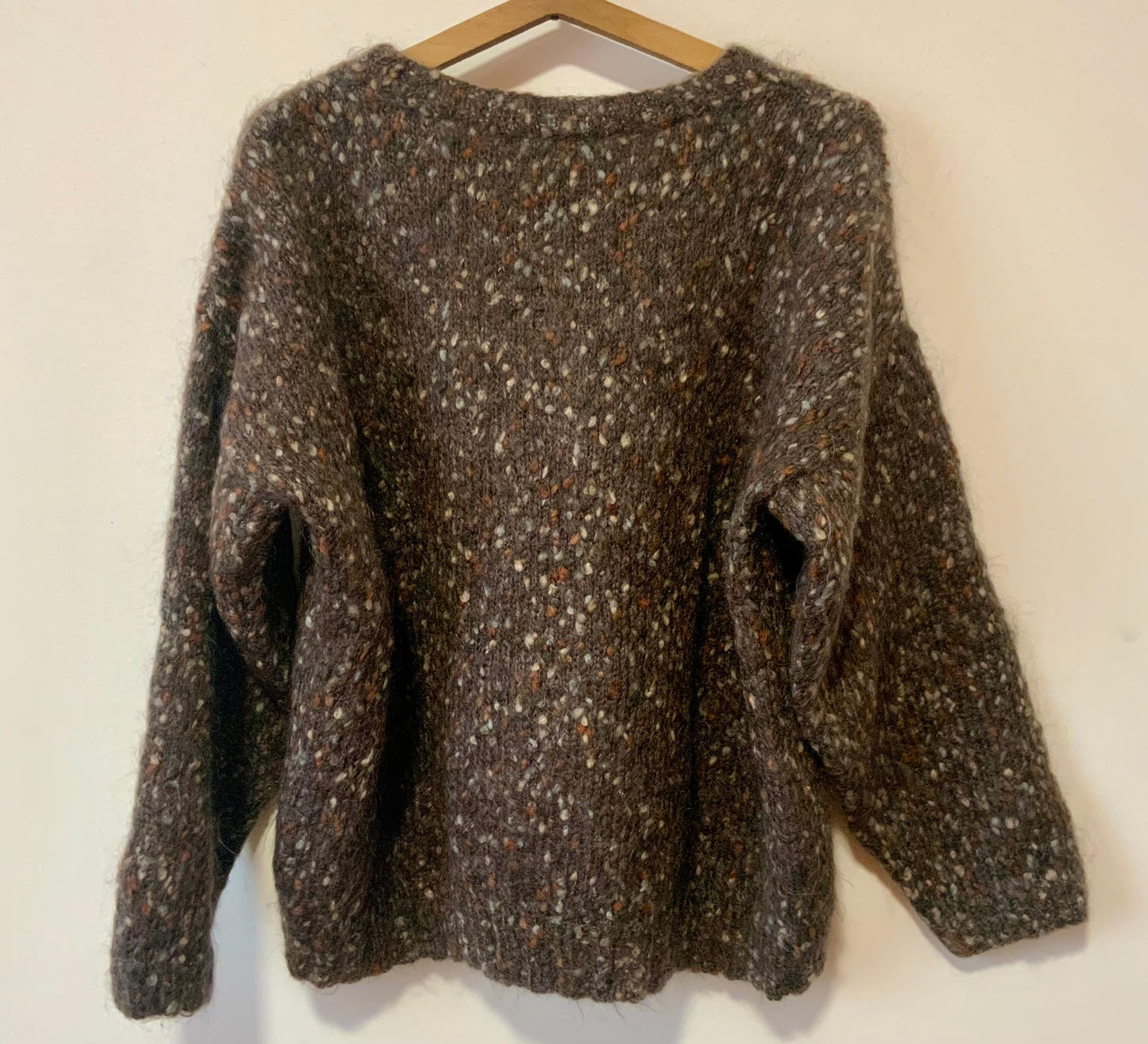 Superbe Pull tricoté en laine et mohair Vintage 1980
