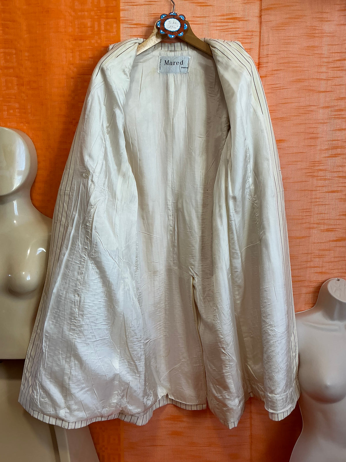 Veste Longue Blazer Rayures Original Deadstock Vintage 1970/80 - T40