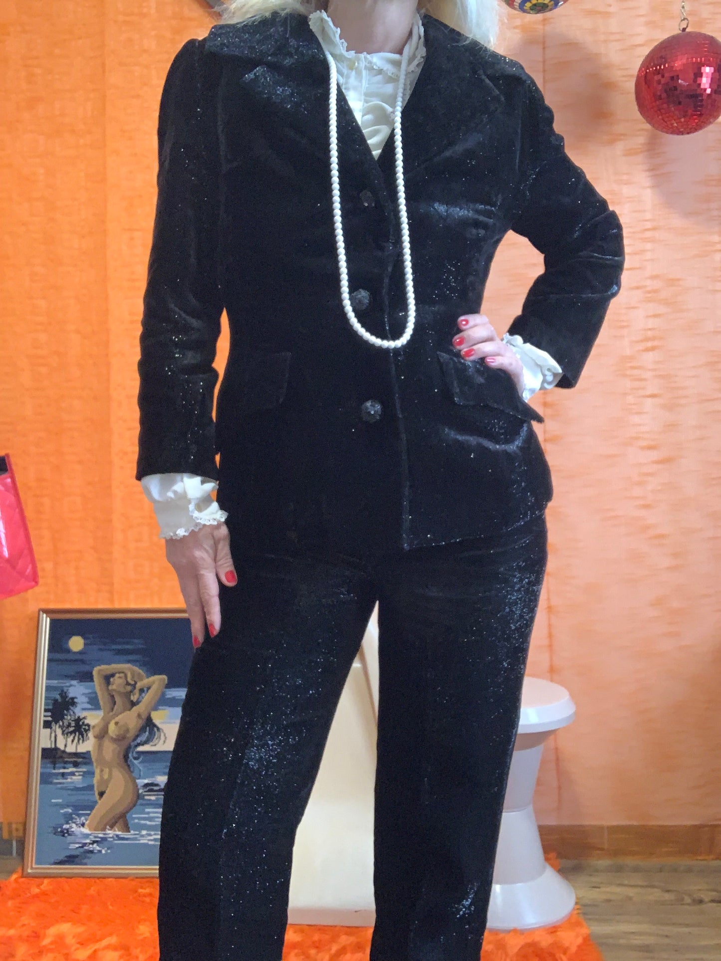 Exceptionnel Ensemble pailleté Fait main Vintage 1970